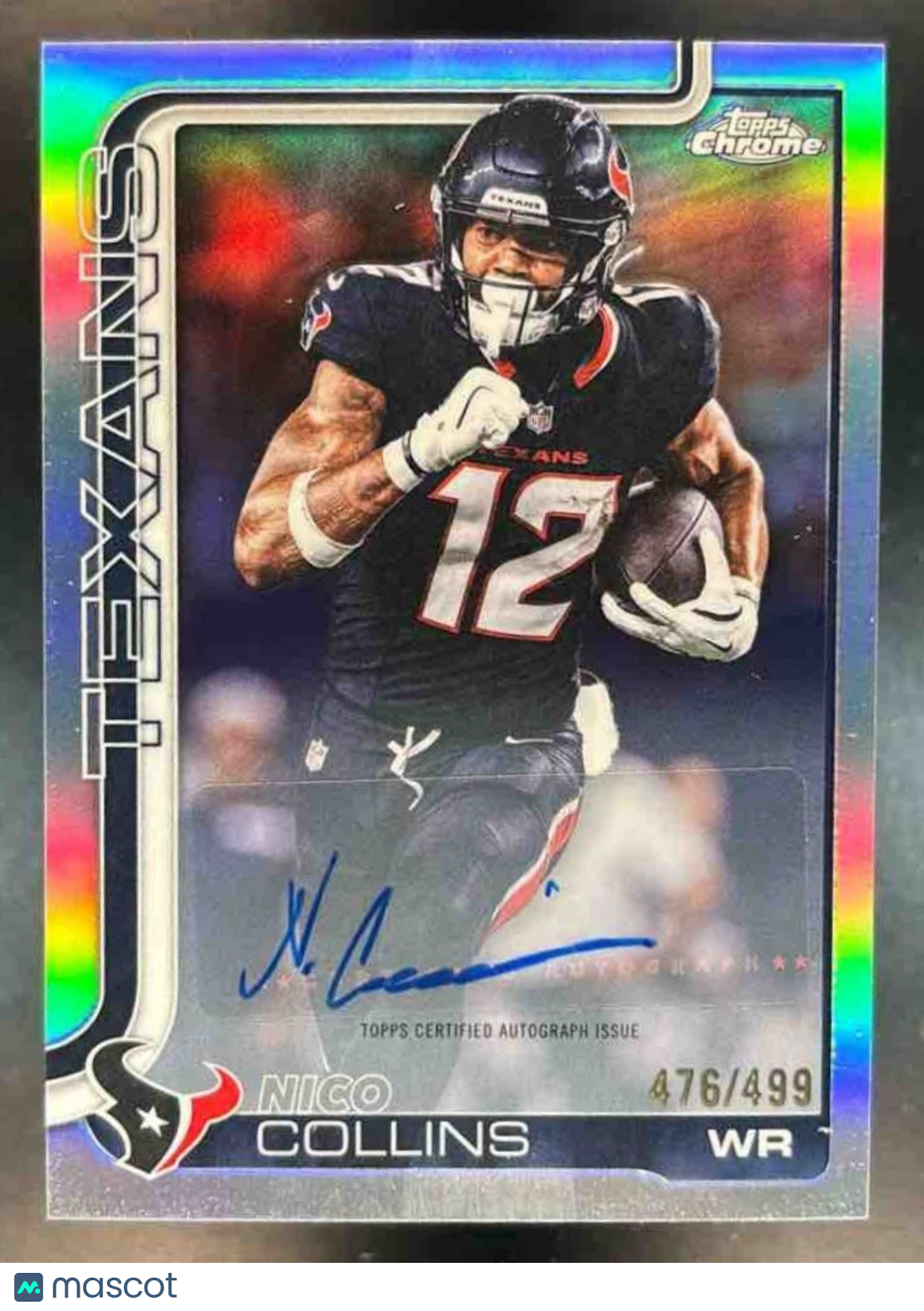 2025 Topps Chrome Nico Collins Auto Refractor /499 #BA-NC Houston Texans - Sports Cards