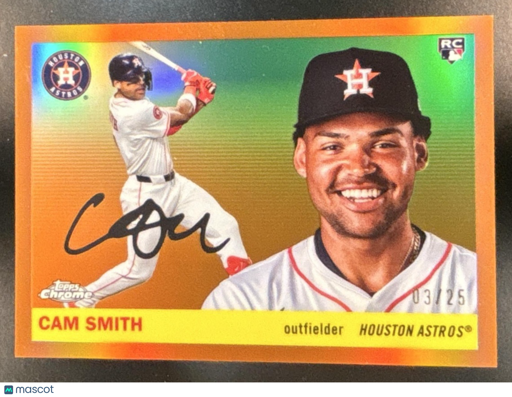 2025 Topps Chrome Platinum Anniversary Cam Smith Orange /25 #366 RC Astros - Sports Cards
