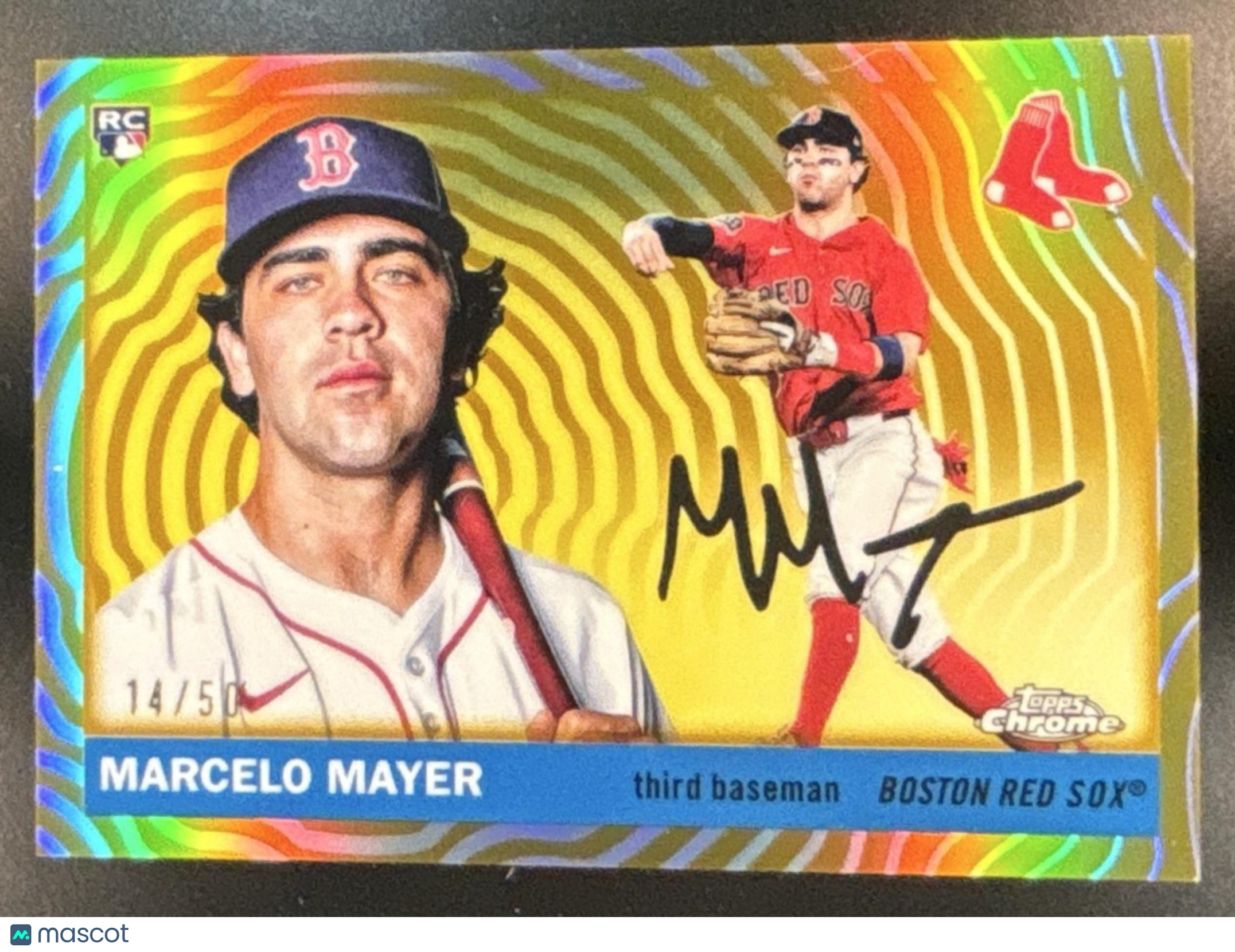 2025 Topps Chrome Platinum Anniversary Marcelo Mayer Gold Vibrations /50 #267 RC - Sports Cards