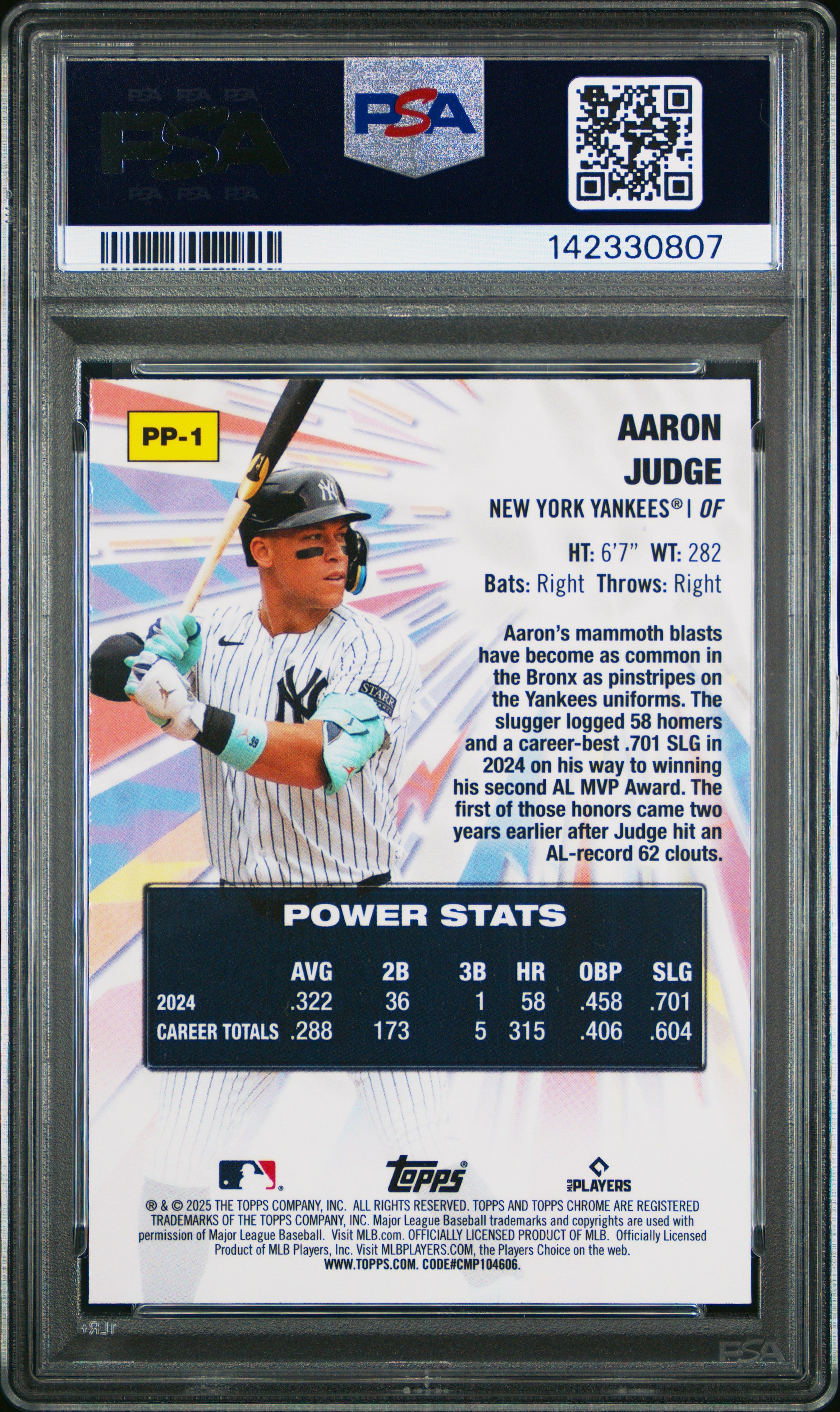 2025 Topps Chrome Power Players Aaron Judge PP1 PSA 10 GEM MINT New York Yankees - Graded Sports Cards