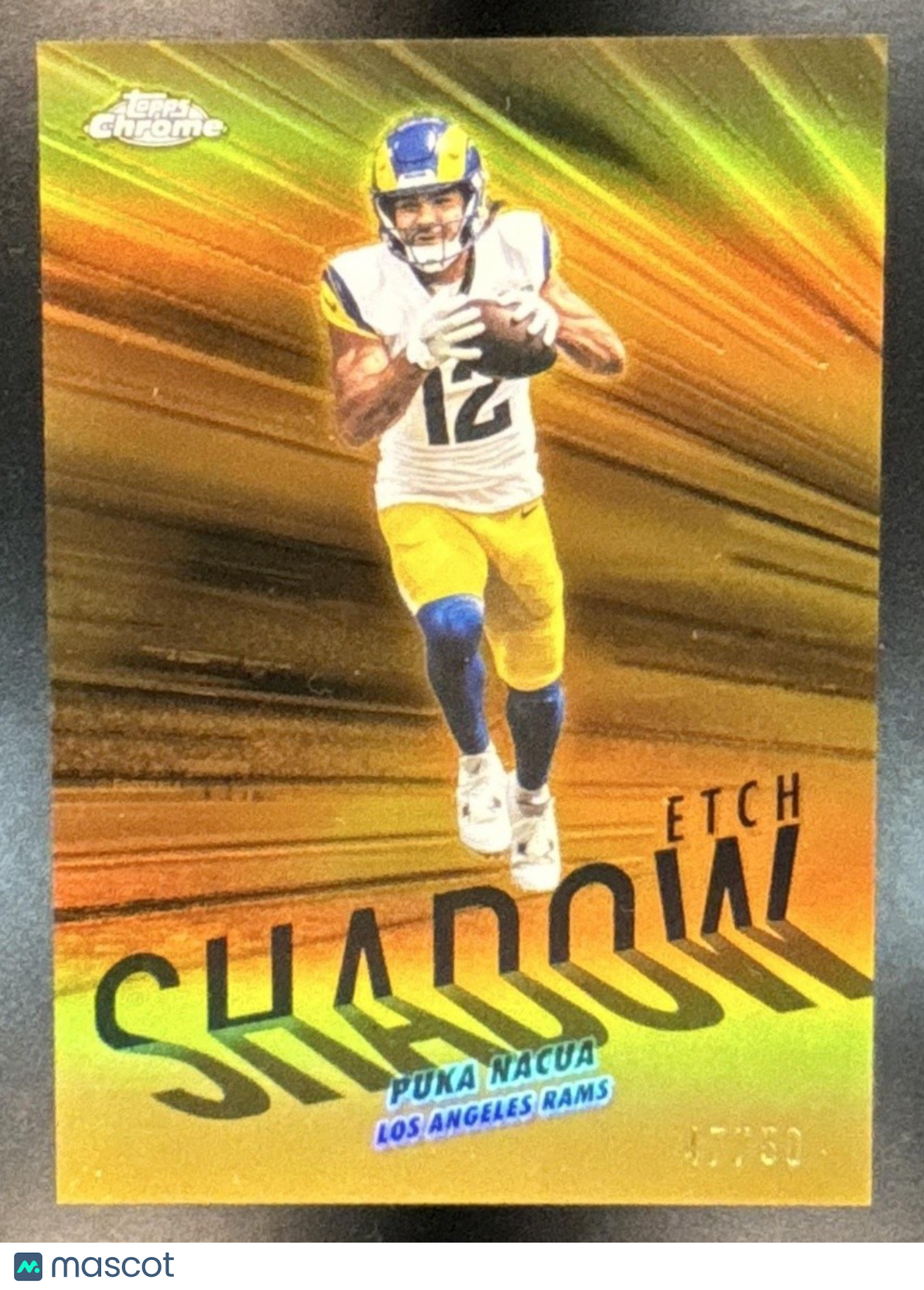 2025 Topps Chrome Puka Nacua Shadow Etch Gold /50 #SE-25 SP Los Angeles Rams - Sports Cards