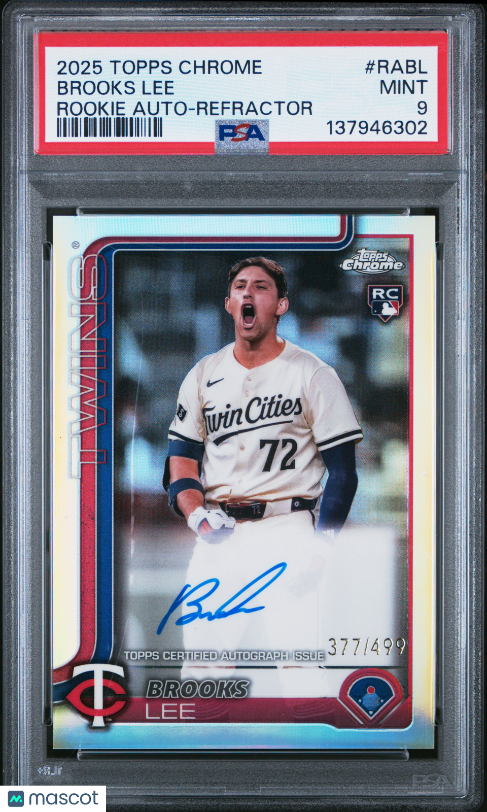2025 Topps Chrome Rookie Autographs Brooks Lee Refractor Rookie #RABL PSA 9 MINT - Graded Sports Cards
