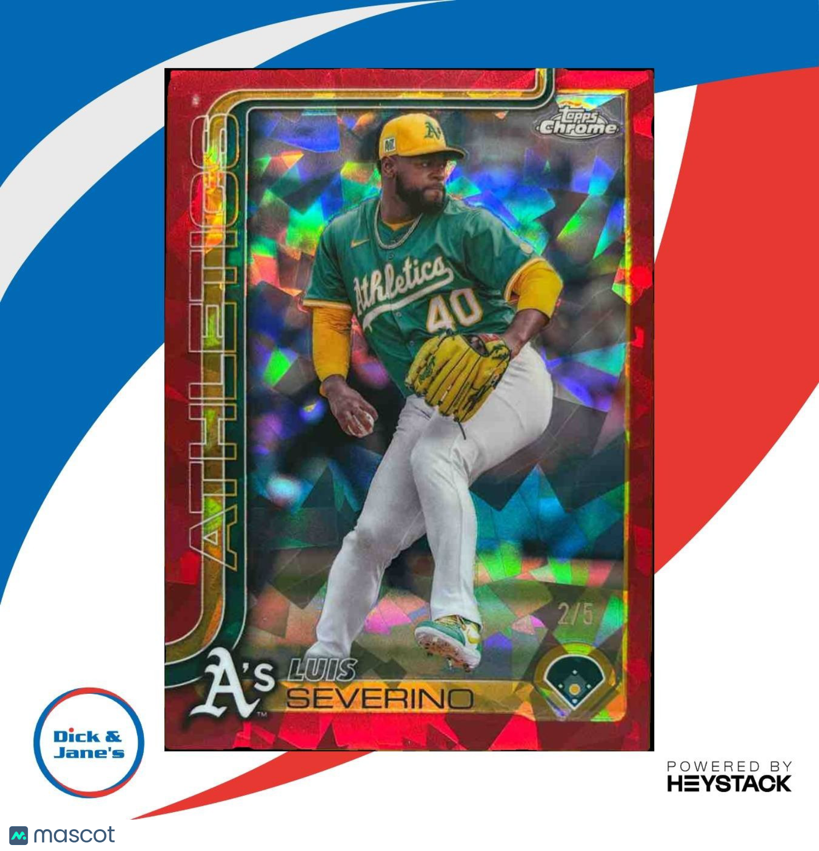 2025 Topps Chrome Sapphire Luis Severino Red Refractor 2/5 #241 Athletics - Sports Cards