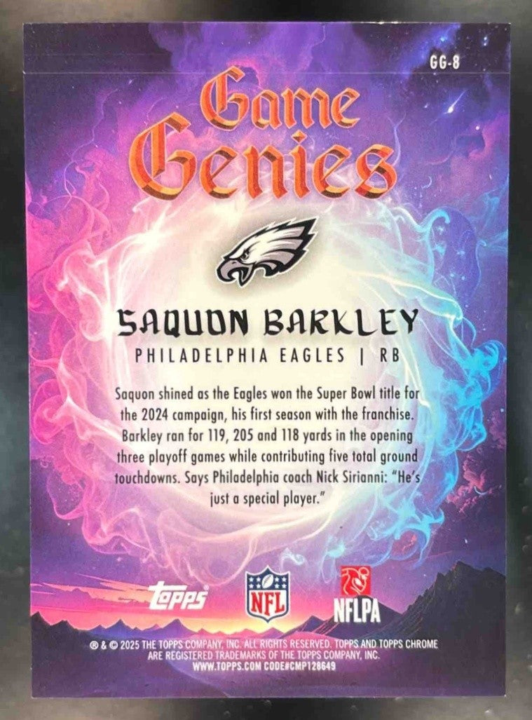 2025 Topps Chrome Saquon Barkley Game Genies #GG-8 SSP Philadelphia Eagles - Sports Cards