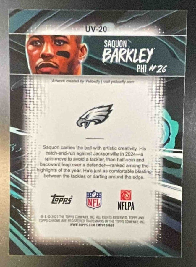 2025 Topps Chrome Saquon Barkley #UV-20 Ultra Violet SSP Philadelphia Eagles - Sports Cards
