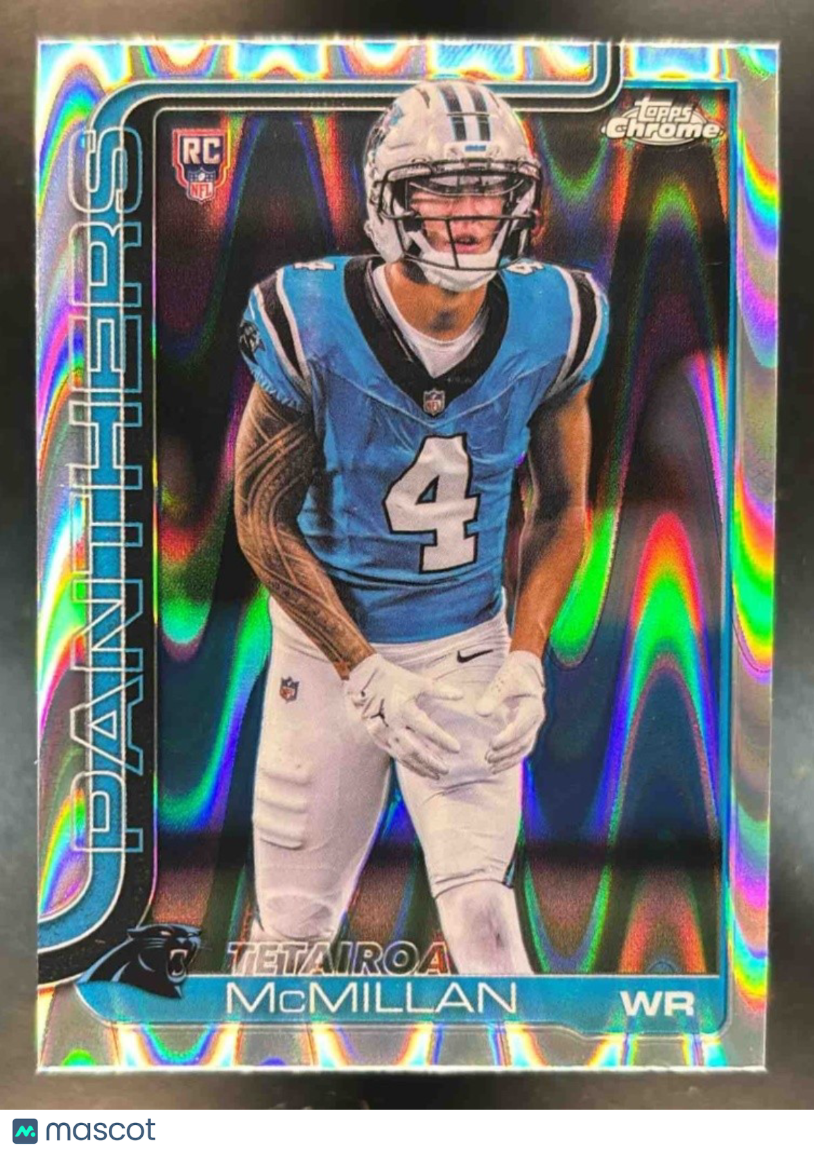 2025 Topps Chrome Tetairoa McMillan RayWave Refractor #326 RC Carolina Panthers - Sports Cards