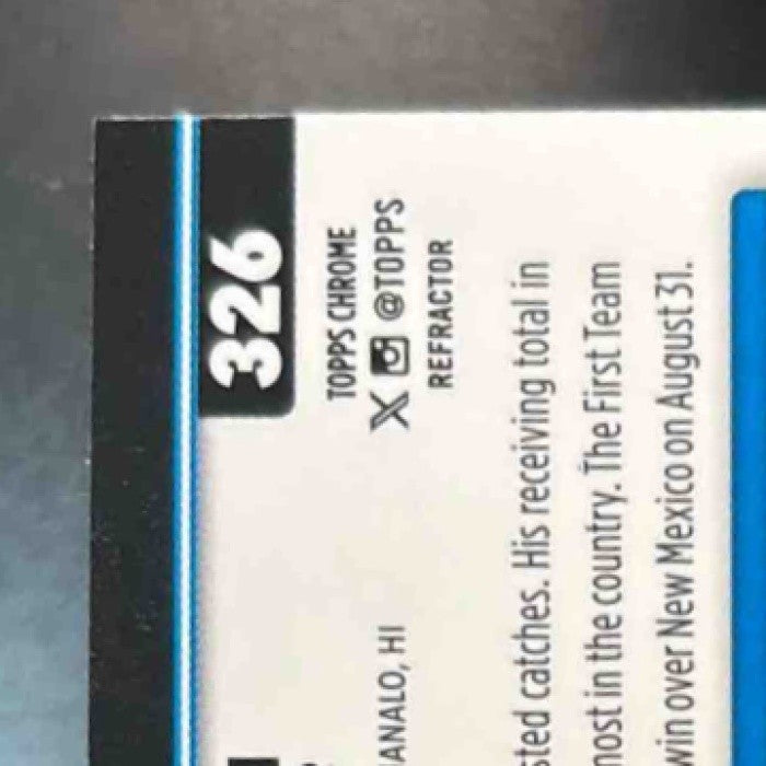 2025 Topps Chrome Tetairoa McMillan Rookie Refractor #326 RC Carolina Panthers - Sports Cards