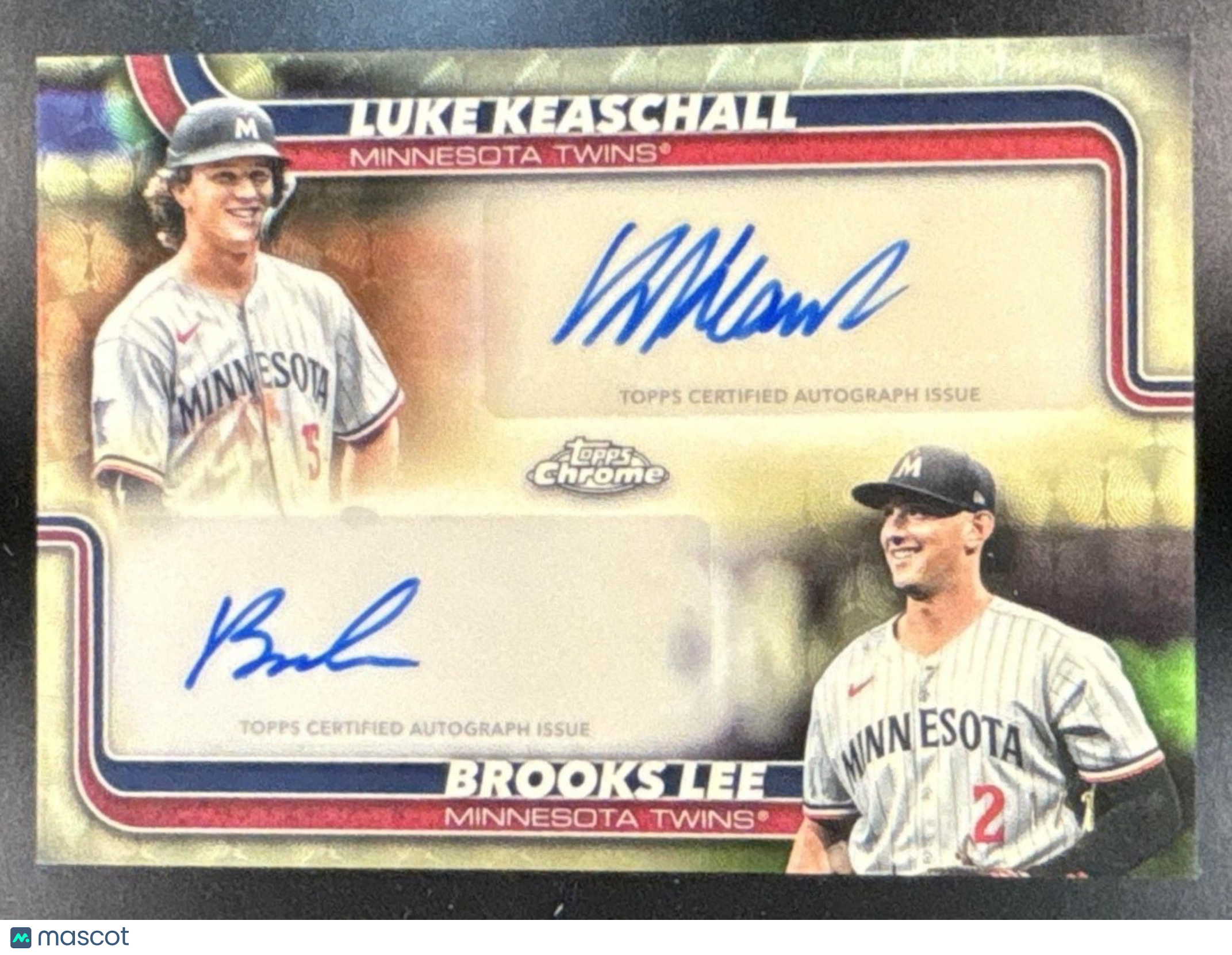 2025 Topps Chrome Update Brooks Lee Luke Keaschall Dual Auto SuperFractor 1/1 - Sports Cards