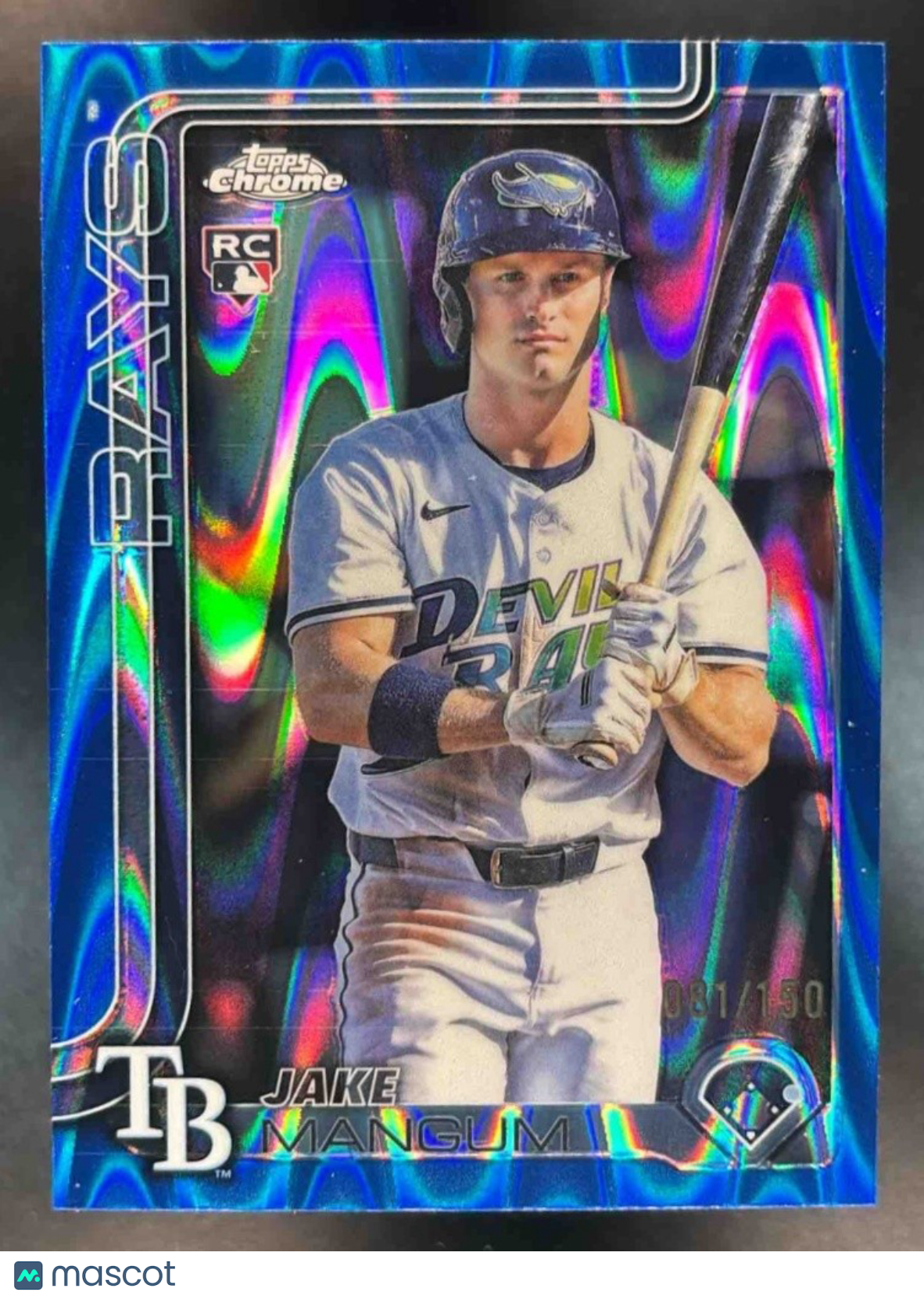 2025 Topps Chrome Update Jake Mangum Blue RayWave /150 #USC176 RC Tampa Bay Rays - Sports Cards