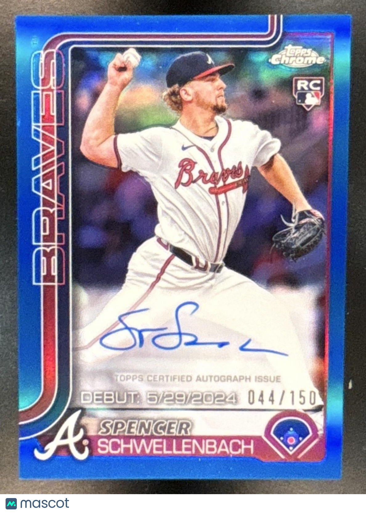 2025 Topps Chrome Update Spencer Schwellenbach Rookie Debut Auto Blue /150 RC - Sports Cards