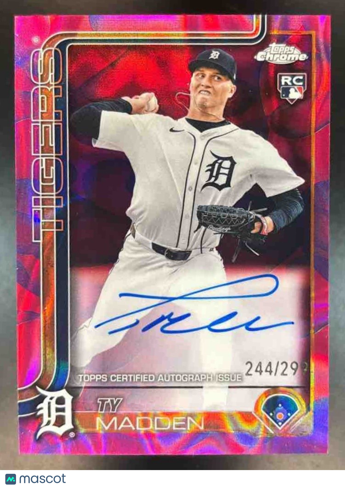 2025 Topps Chrome Update Ty Madden Rookie Lava Lamp Auto Magenta/Purple /299 RC - Sports Cards