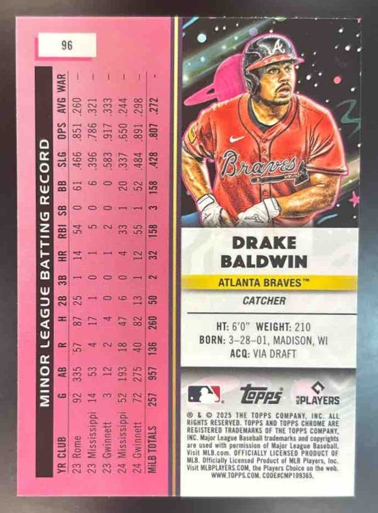 2025 Topps Cosmic Chrome Drake Baldwin Blue Moon /99 #96 RC Atlanta Braves - Sports Cards