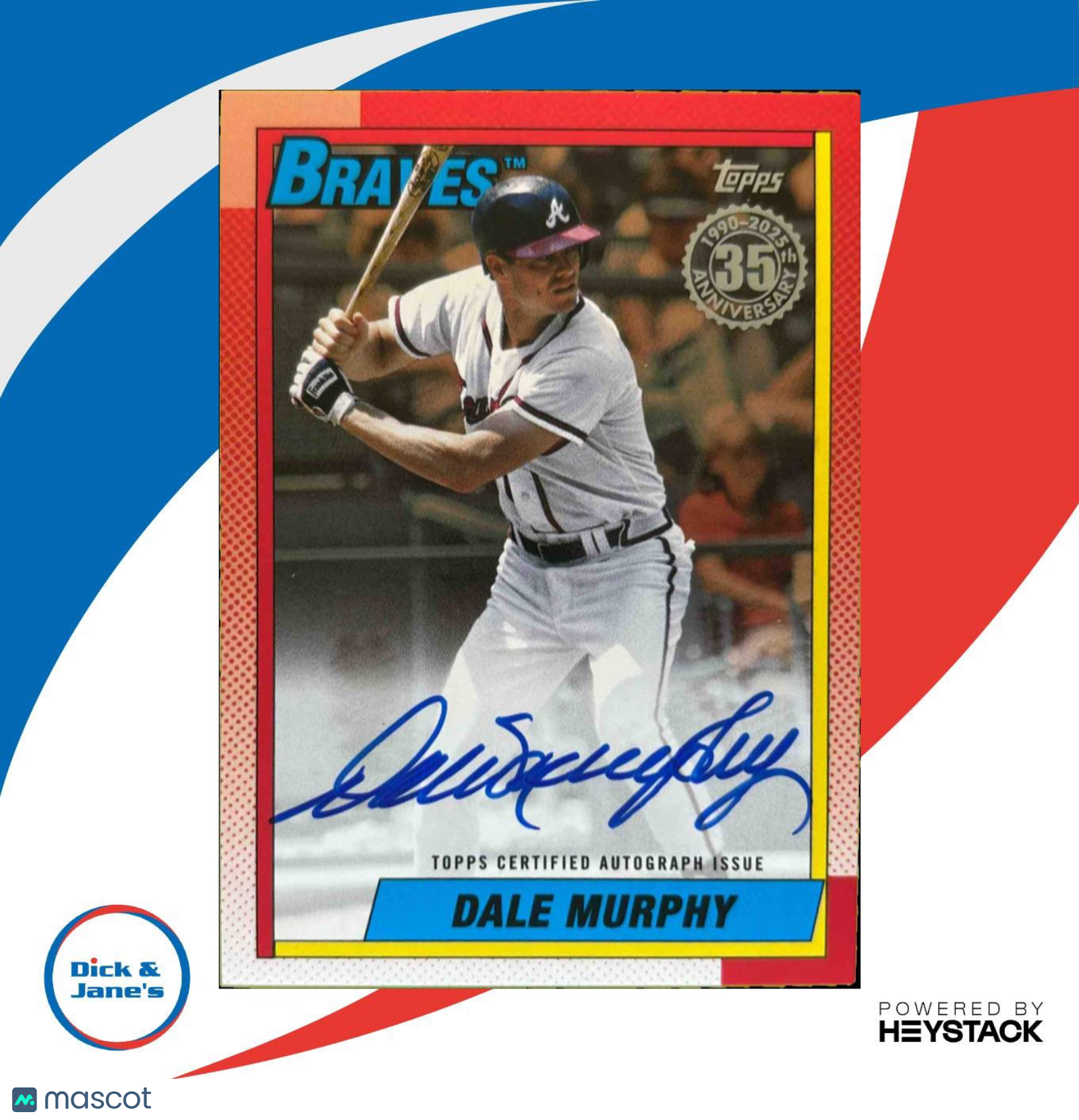 2025 Topps Dale Murphy 1990 Baseball Auto S1 Gold 29/50 #90A-DM Atlanta Braves - Sports Cards