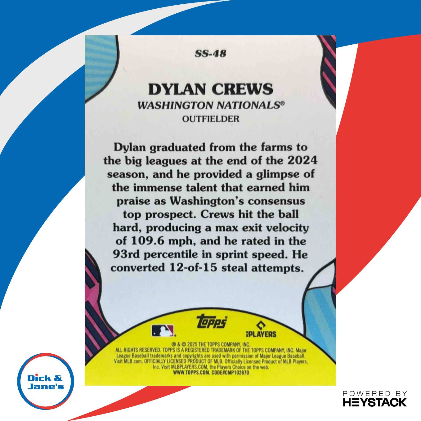 2025 Topps Dylan Crews Summer Superstars #SS-48 RC Washington Nationals - Sports Cards