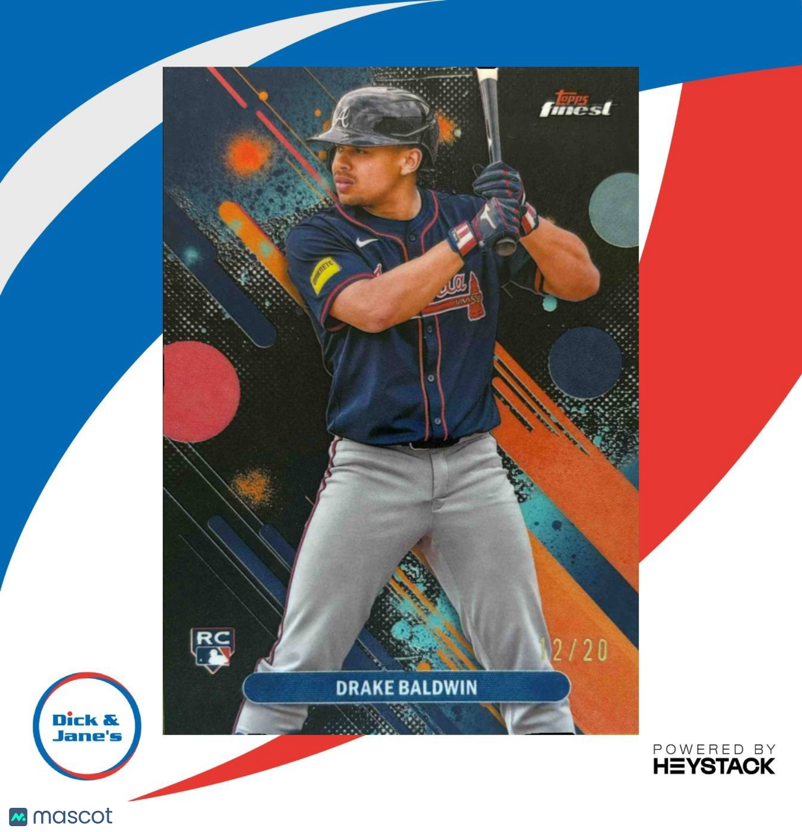 2025 Topps Finest Drake Baldwin Common Black Refractor /20 #21 RC Atlanta Braves - Sports Cards