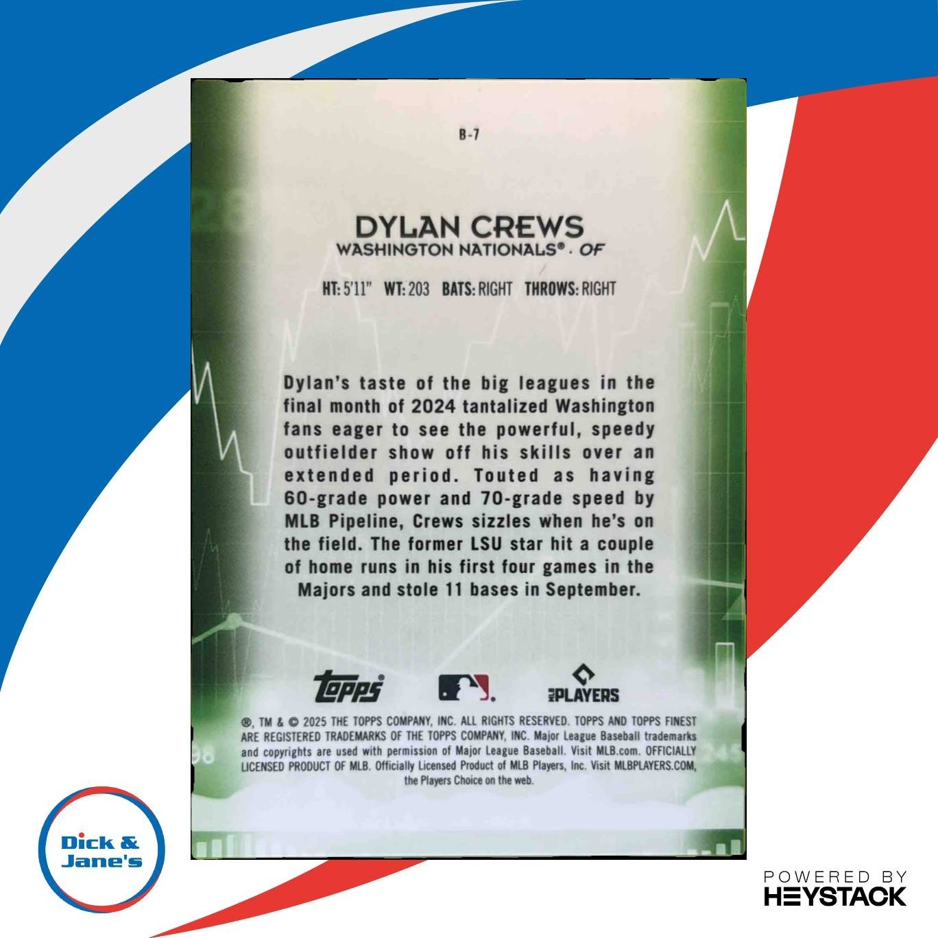 2025 Topps Finest Dylan Crews Bullish #B-7 RC Washington Nationals - Sports Cards