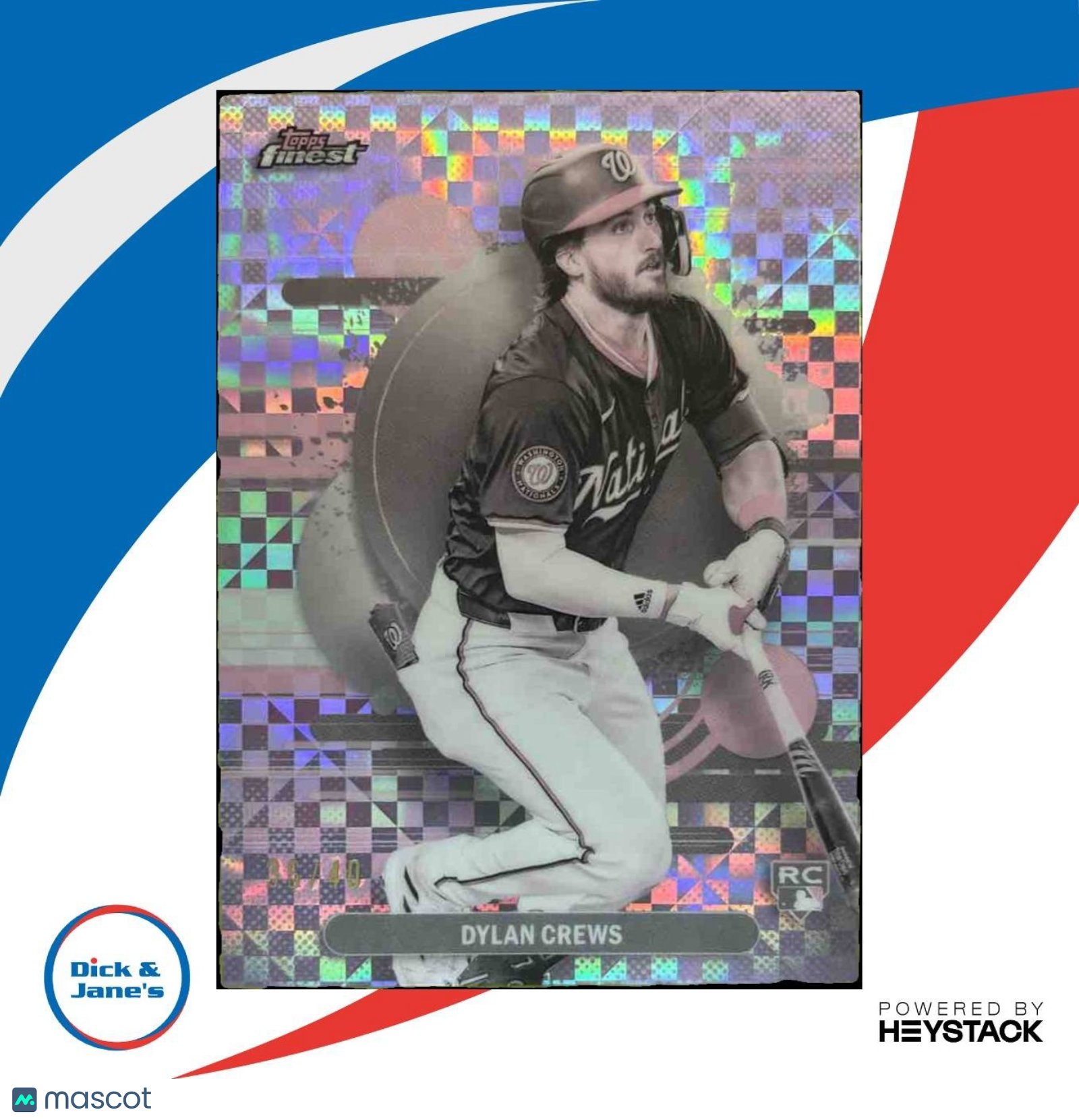 2025 Topps Finest Dylan Crews Uncommon Pearl /40 #125 RC Washington Nationals - Sports Cards