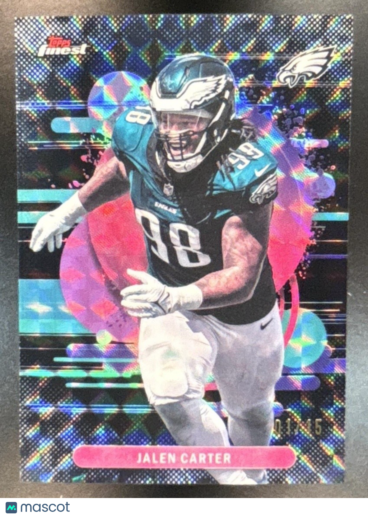 2025 Topps Finest Jalen Carter Black Geometric 1/15 #190 Philadelphia Eagles - Sports Cards