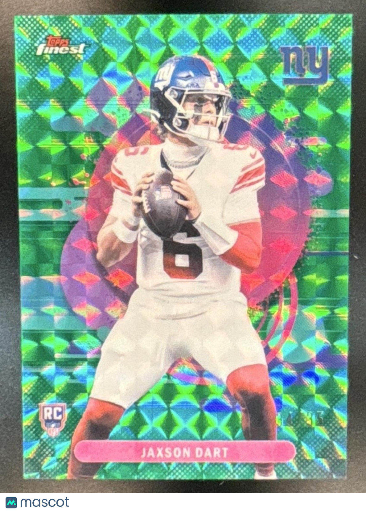 2025 Topps Finest Jaxson Dart Green Geometric Refractor /35 #102 Giants - Sports Cards