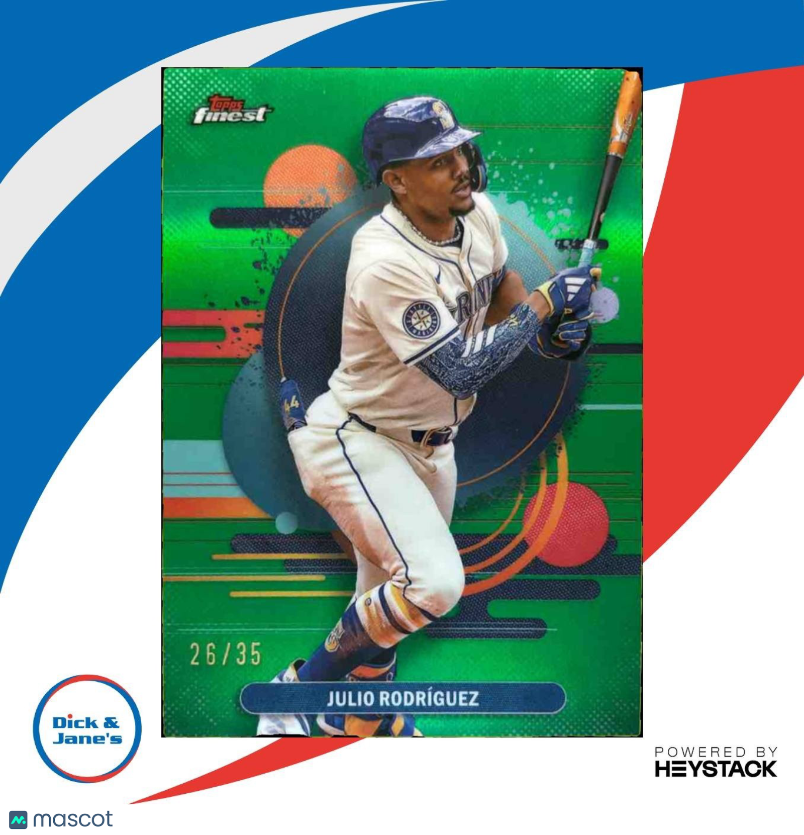 2025 Topps Finest Julio Rodriguez Green Refractor /35 #110 Seattle Mariners - Sports Cards