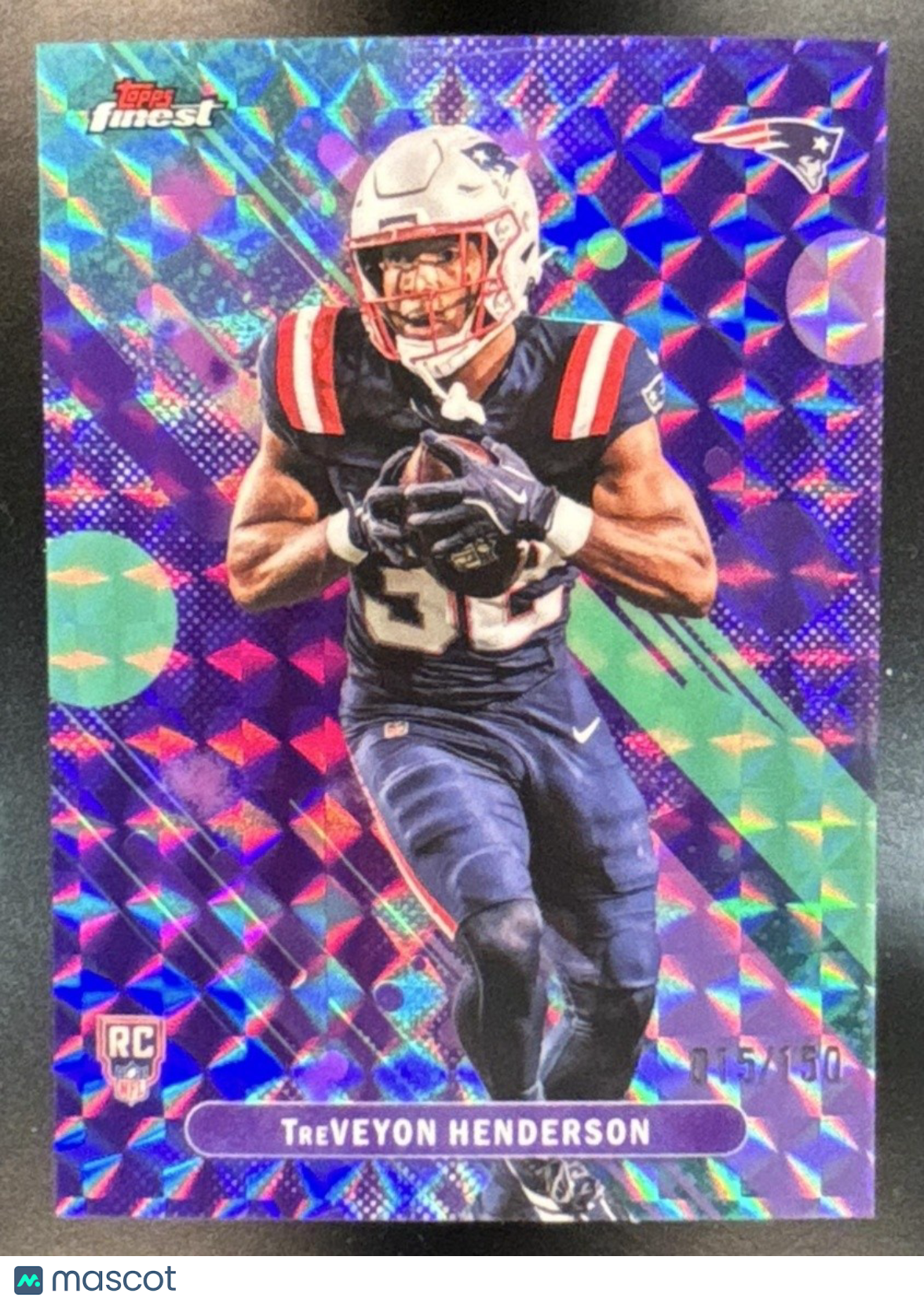 2025 Topps Finest TreVeyon Henderson Purple Geometric /150 #14 RC Patriots - Sports Cards