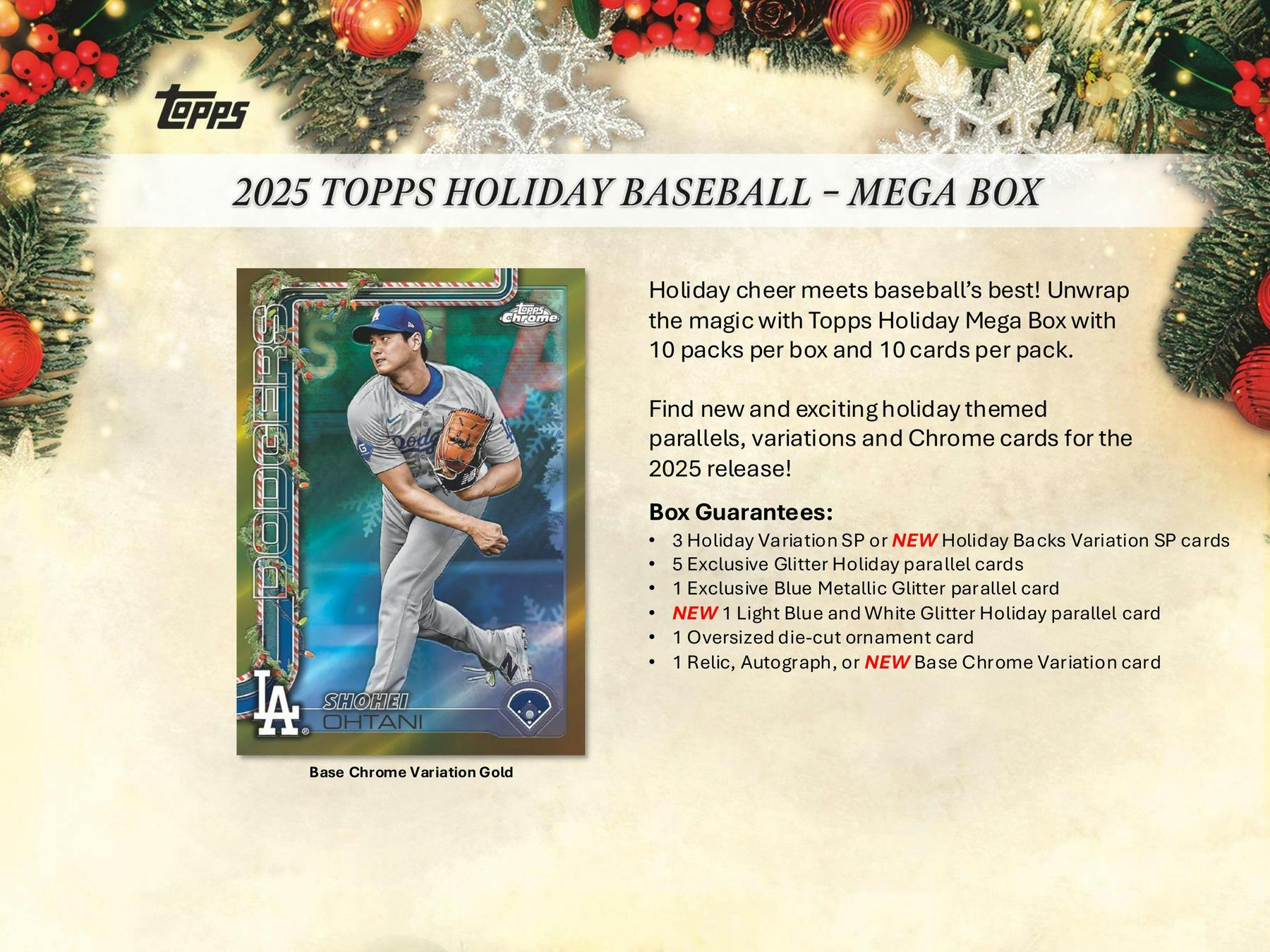 2025 Topps Holiday Baseball Mega Box (Autograph Relic or Chrome Variation) Christmas - MLB Hobby Box