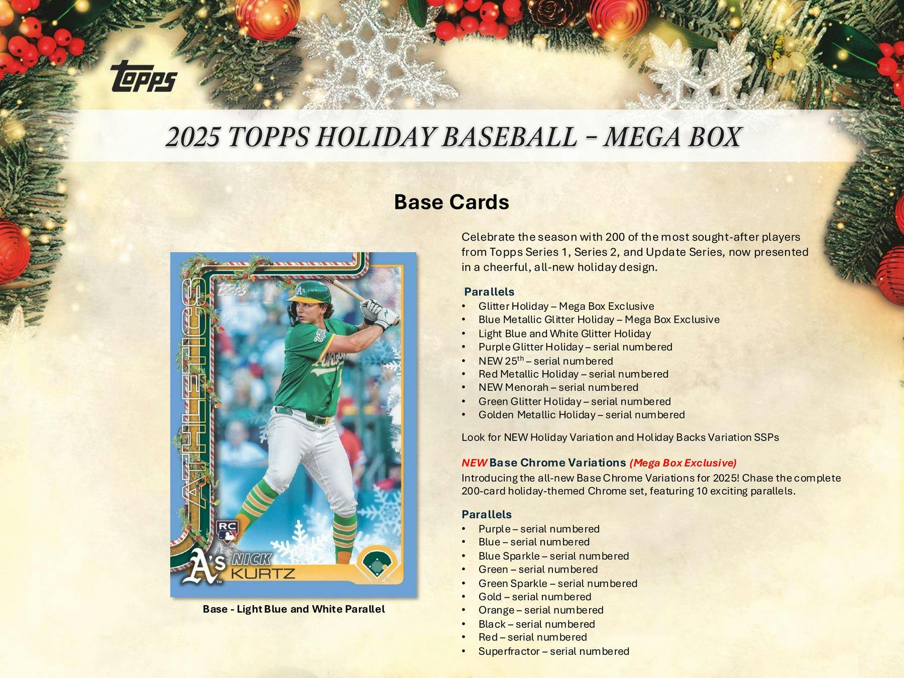 2025 Topps Holiday Baseball Mega Box (Autograph Relic or Chrome Variation) Christmas - MLB Hobby Box