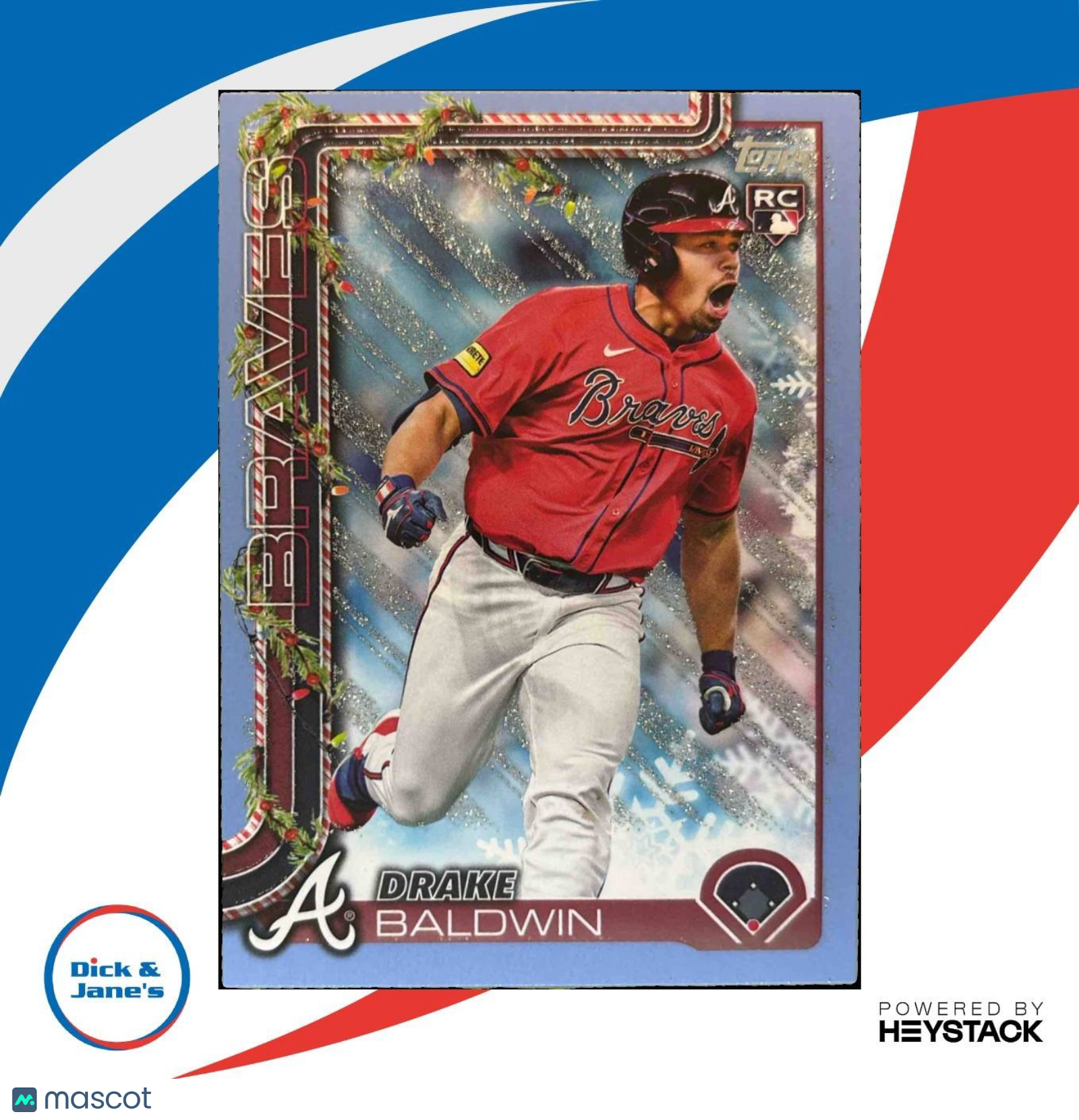 2025 Topps Holiday Drake Baldwin Blue Metallic Glitter #H60 RC Atlanta Braves - Sports Cards