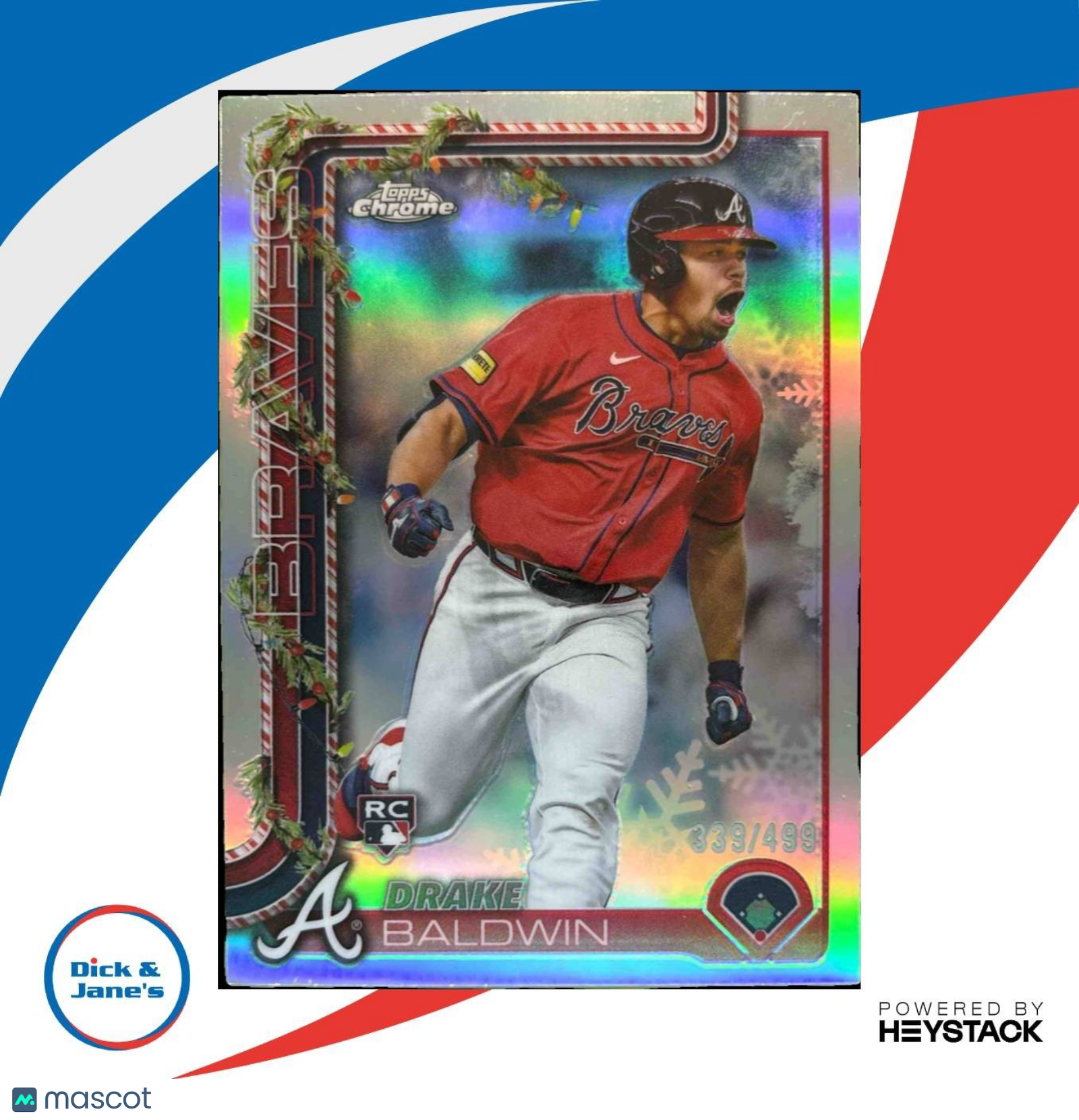 2025 Topps Holiday Drake Baldwin Chrome Refractor /499 #HC60 RC Atlanta Braves - Sports Cards
