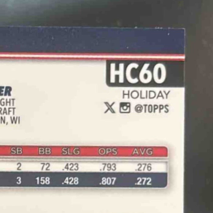 2025 Topps Holiday Drake Baldwin Chrome Refractor /499 #HC60 RC Atlanta Braves - Sports Cards