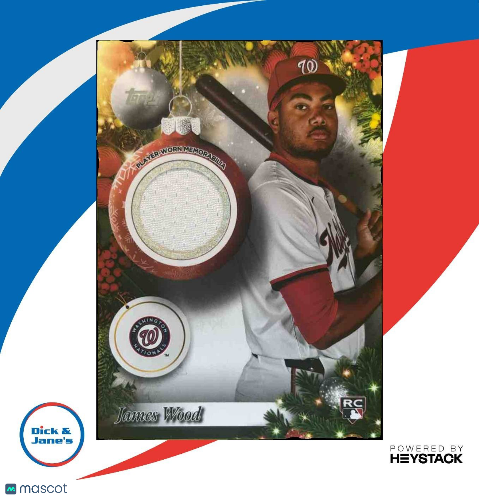 2025 Topps Holiday James Wood Player Relics #PR-JWO MEM Washington Nationals - Sports Cards