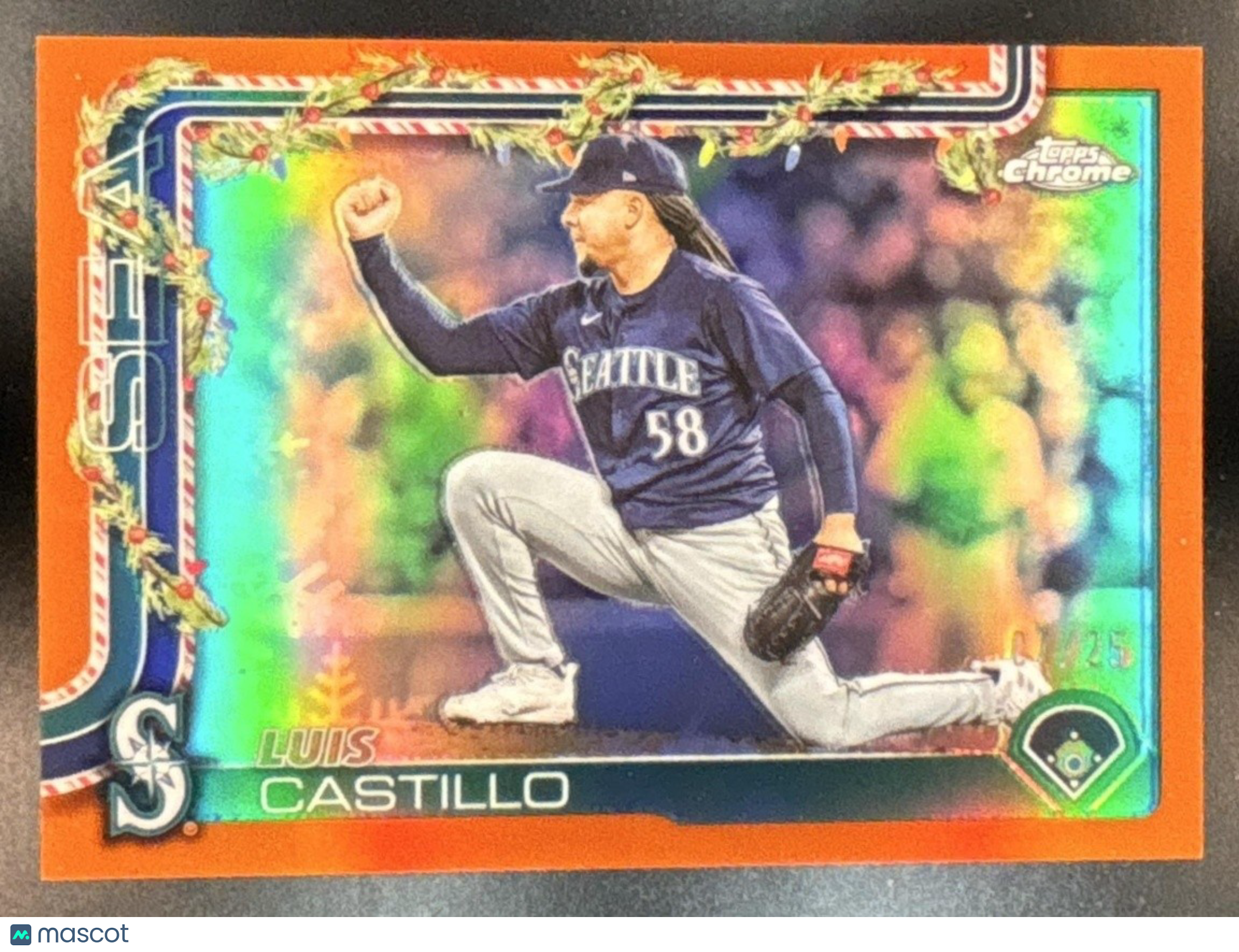 2025 Topps Holiday Luis Castillo Chrome Orange /25 #HC152 Seattle Mariners - Sports Cards