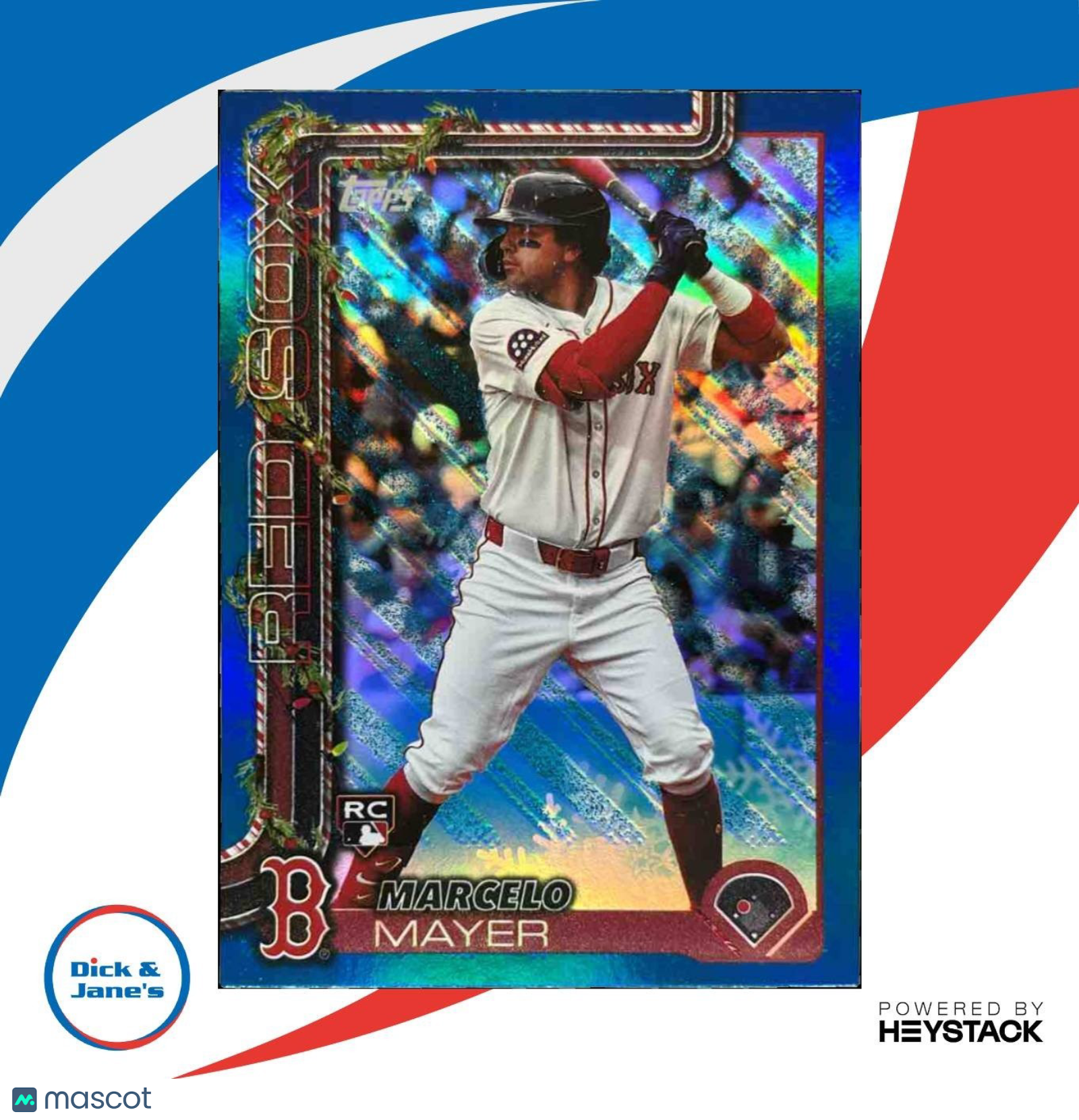 2025 Topps Holiday Marcelo Mayer Blue Metallic Glitter #H35 RC Boston Red Sox - Sports Cards