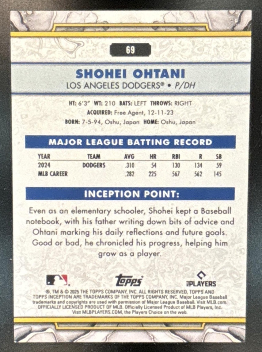 2025 Topps Inception Shohei Ohtani Red 40/99 #69 Los Angeles Dodgers - Sports Cards