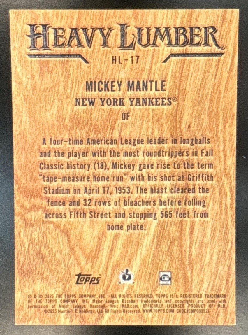 2025 Topps Mickey Mantle Heavy Lumber #HL-17 New York Yankees - Sports Cards