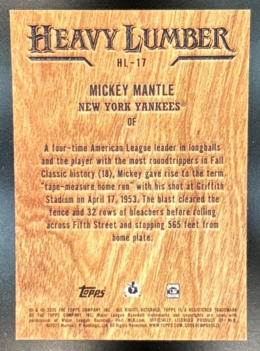 2025 Topps Mickey Mantle Heavy Lumber #HL-17 New York Yankees - Sports Cards