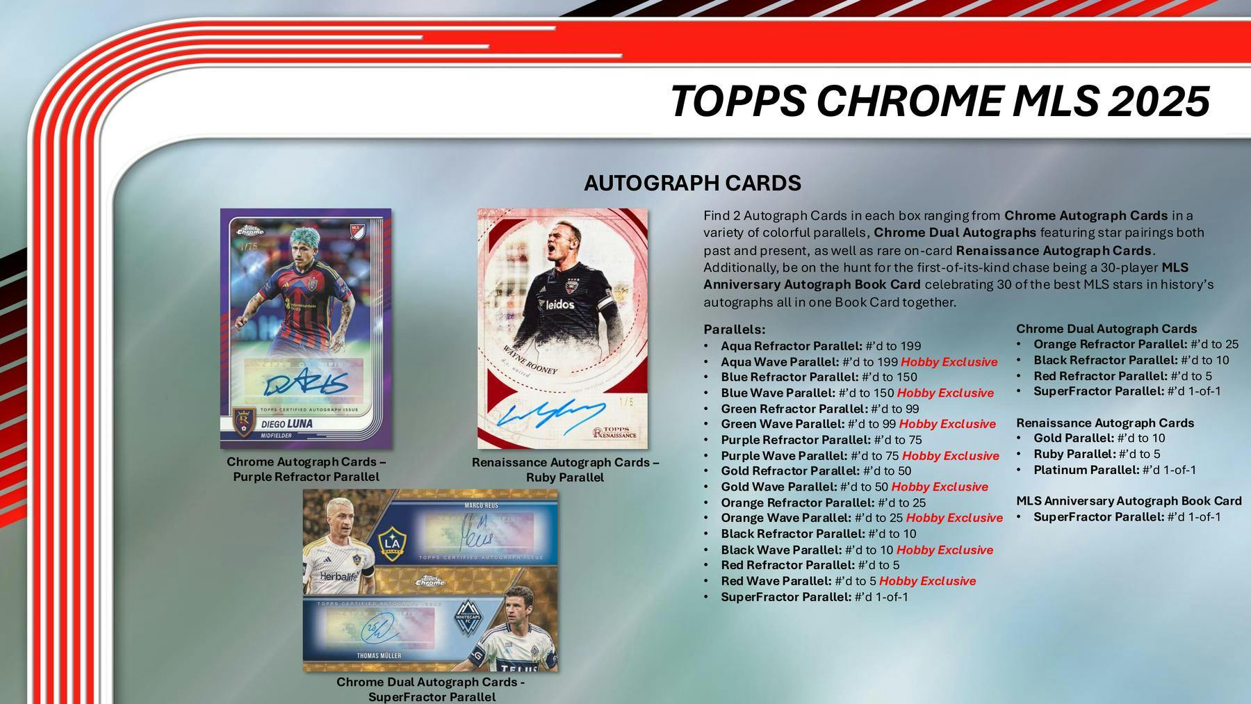 2025 Topps MLS Major League Soccer Chrome Hobby Box (2 Autos) - Sports Collectibles