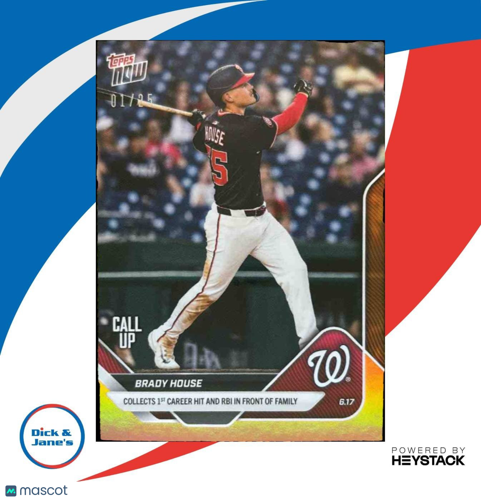 2025 Topps Now Brady House Orange Foil /25 #308 Washington Nationals - Sports Cards