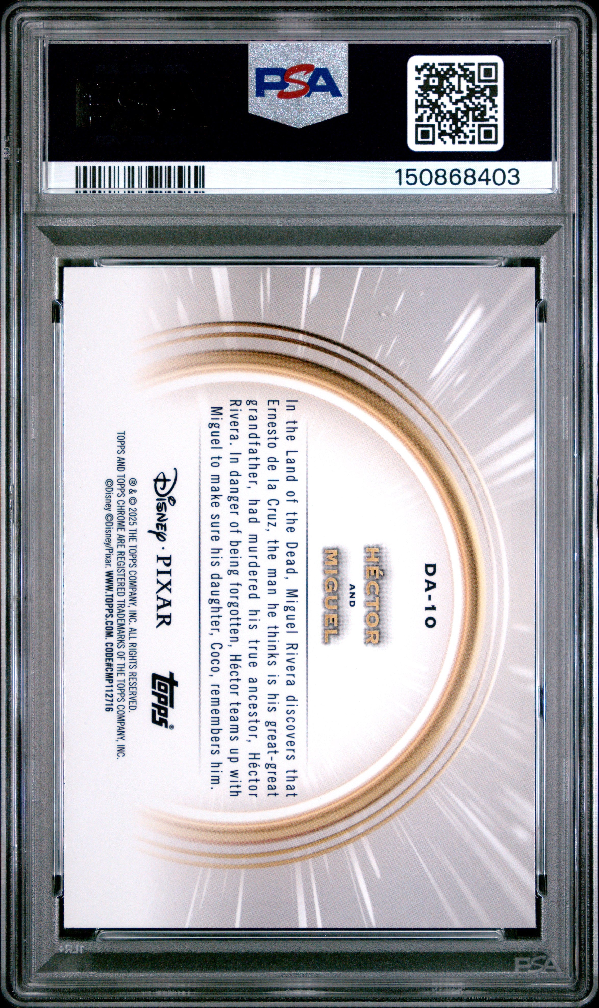 2025 Topps Pixar Gold Golden Double Acts Miguel Hector #DA-10 PSA 10 - Graded Non-Sports Cards