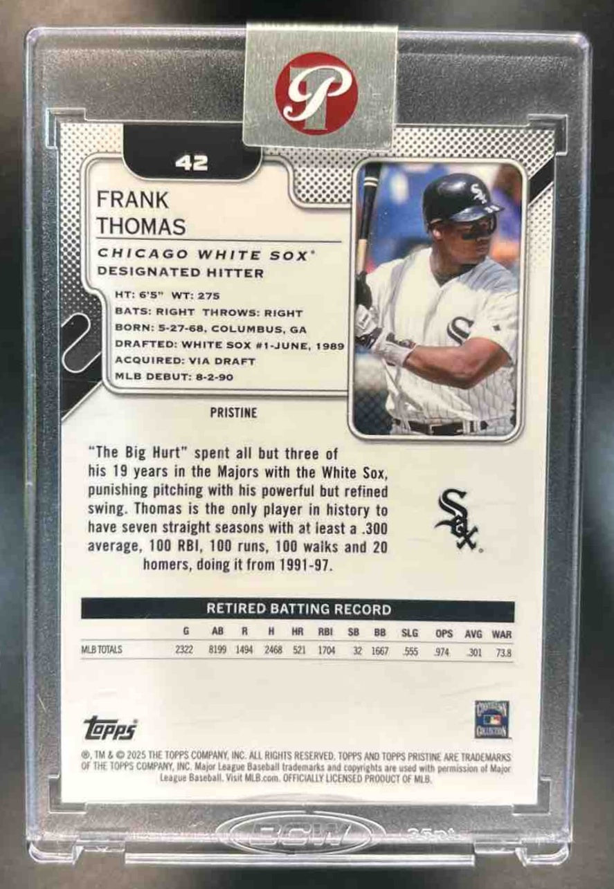 2025 Topps Pristine Frank Thomas Gold Refractor /50 #42 Chicago White Sox - Sports Cards