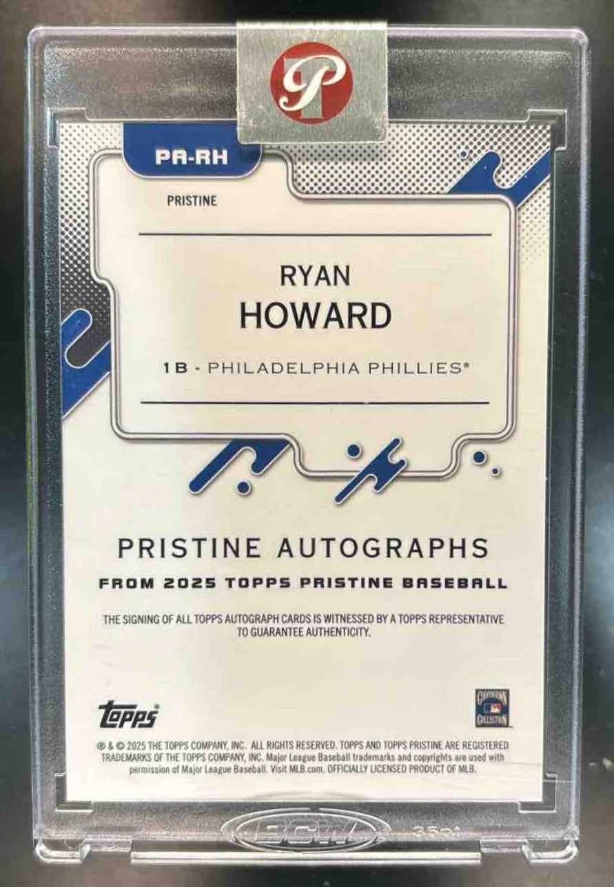2025 Topps Pristine Ryan Howard Auto Orange Refractor /25 Philadelphia Phillies - Sports Cards