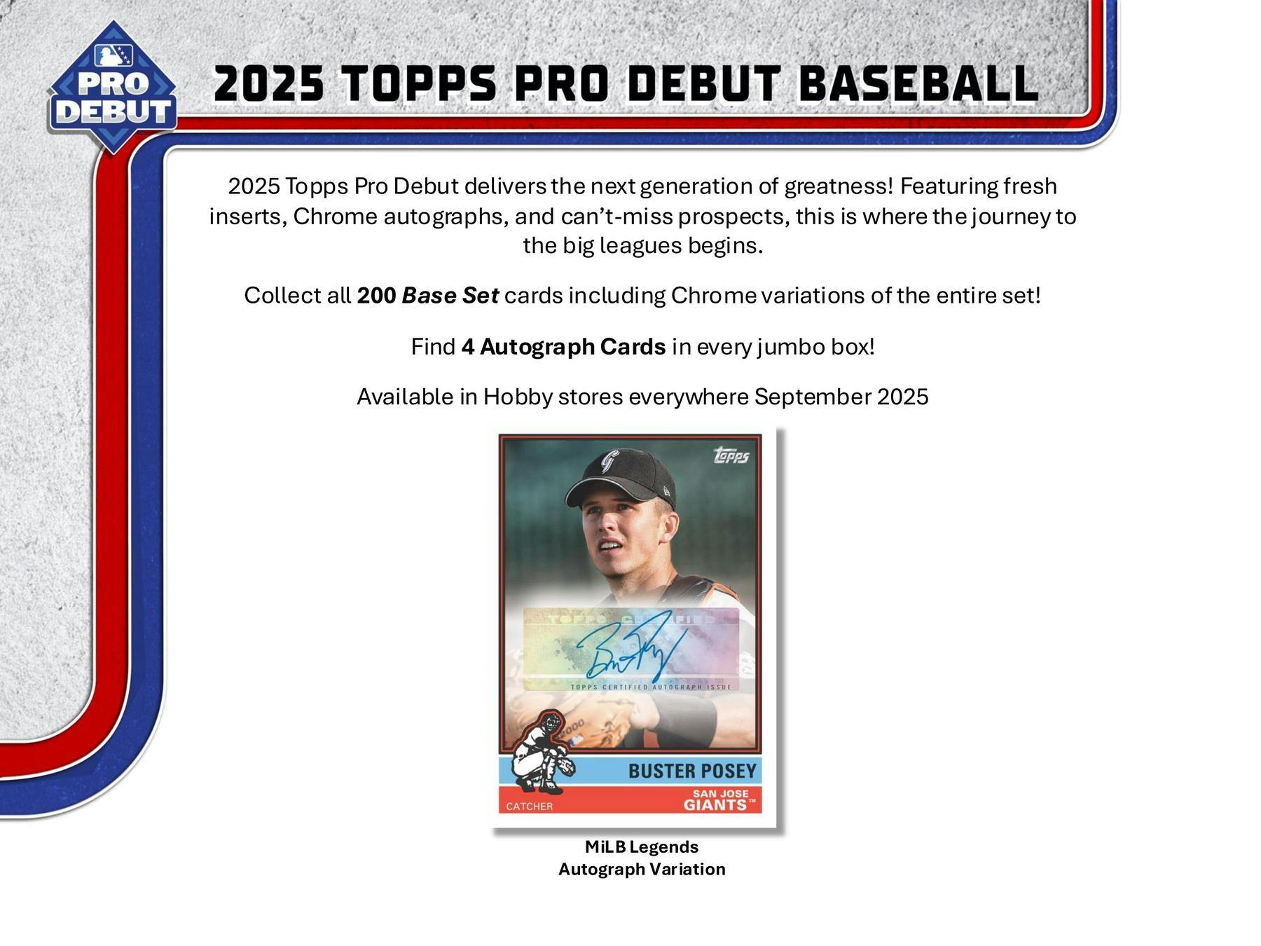 2025 Topps Pro Debut Baseball Hobby Jumbo Box (4 Autos / Chrome Inserts) - MLB Hobby Box