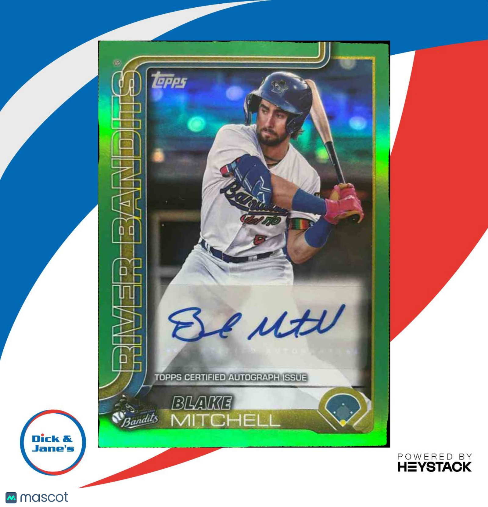 2025 Topps Pro Debut Blake Mitchell Auto Green Foil /99 River Bandits - Sports Cards