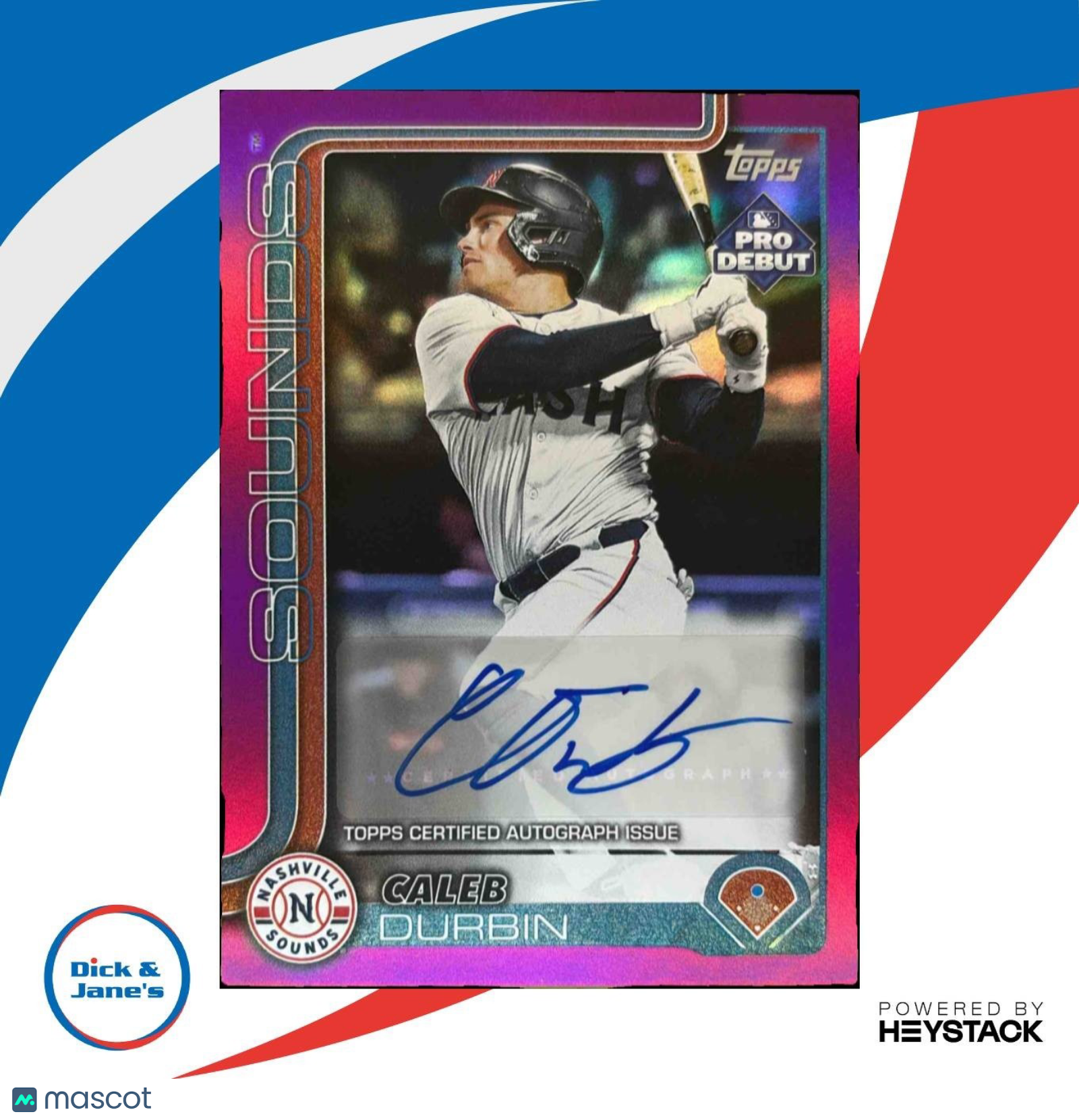 2025 Topps Pro Debut Caleb Durbin Auto Fuchsia Foil 15/199 Nashville Sounds - Sports Cards