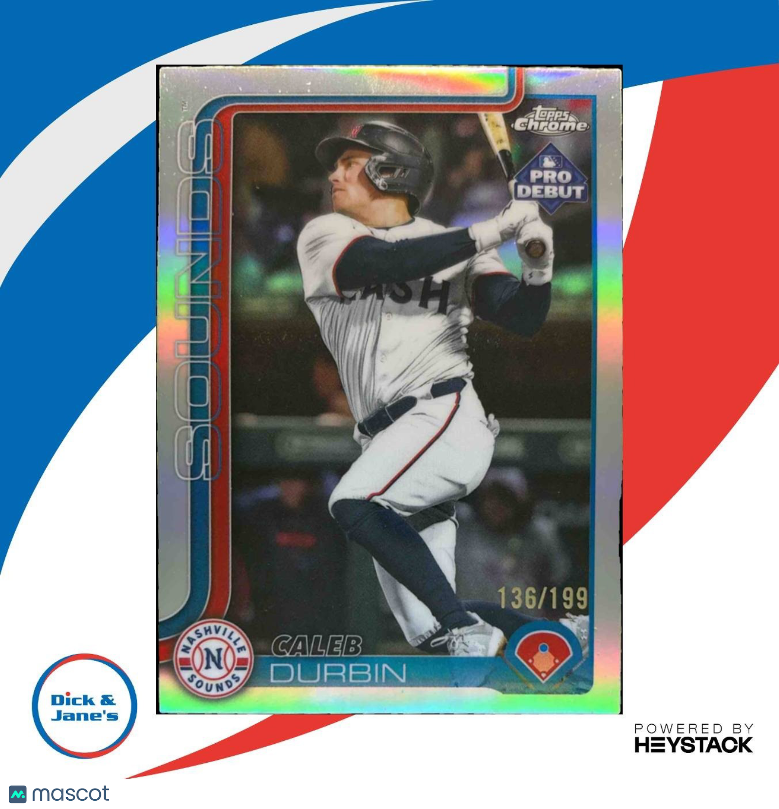 2025 Topps Pro Debut Caleb Durbin Chrome Refractor /199 Nashville Sounds - Sports Cards