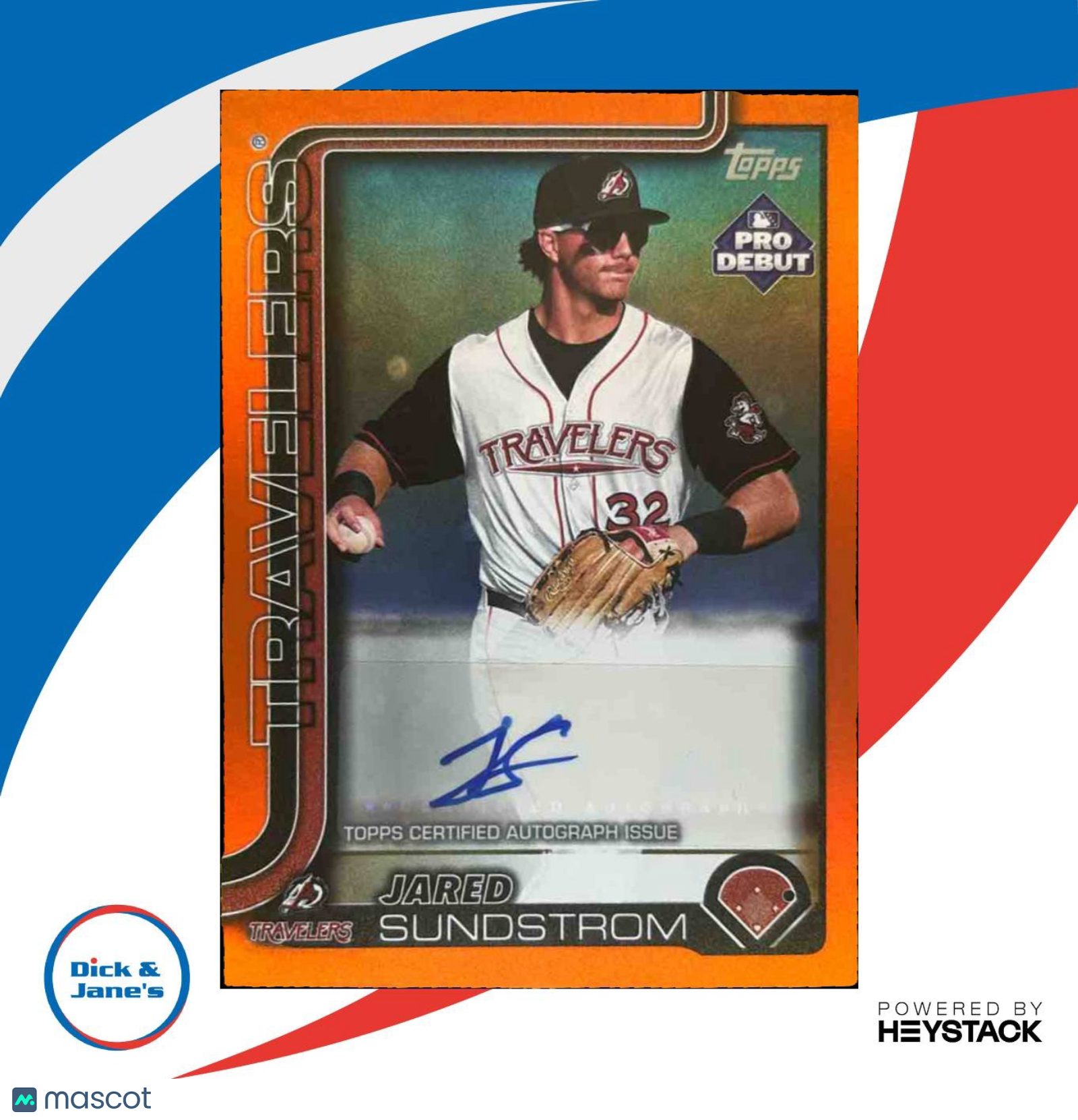 2025 Topps Pro Debut Jared Sundstrom Auto Orange Foil 17/25 #PD-131 Travelers - Sports Cards