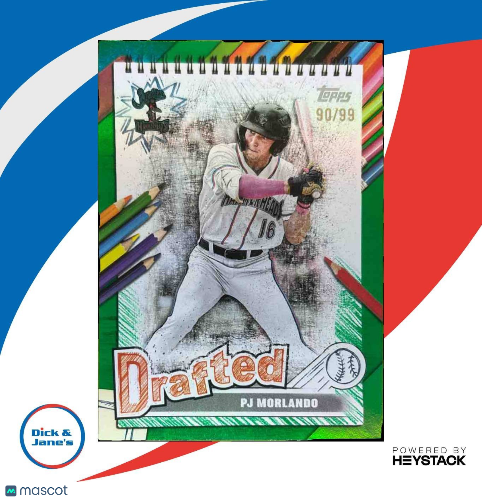 2025 Topps Pro Debut PJ Morlando Drafted Green /99 #DF-7 Jupiter Hammerheads - Sports Cards