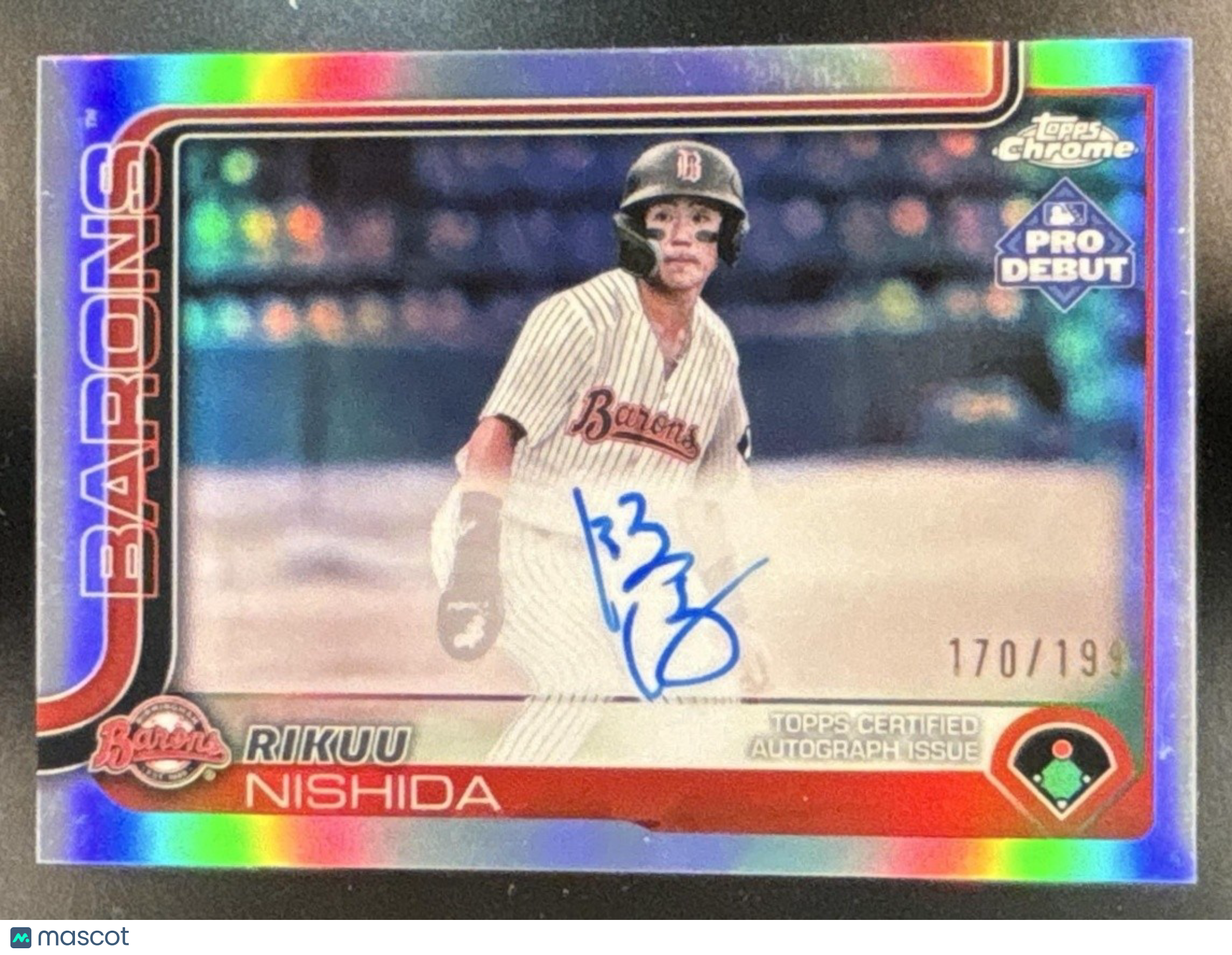 2025 Topps Pro Debut Rikuu Nishida Chrome Auto Refractor /199 #PDC-86 Barons - Sports Cards