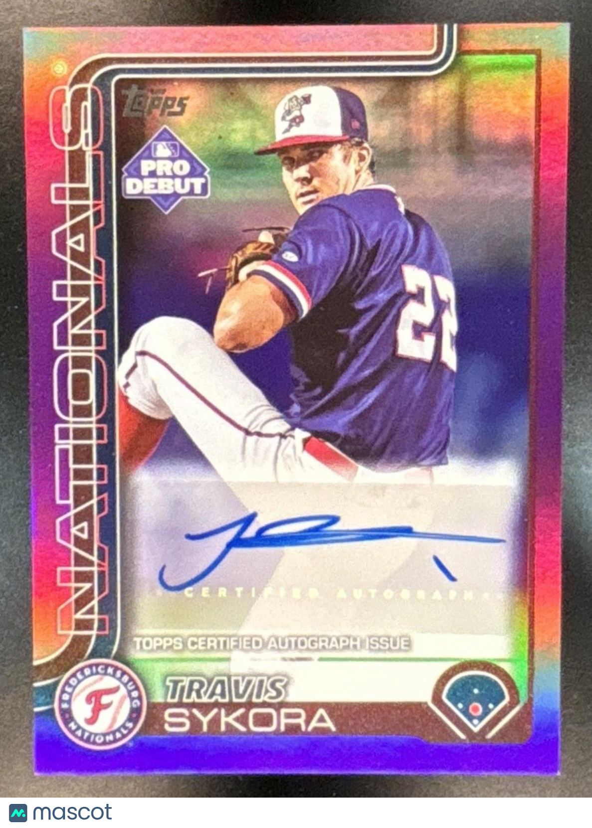 2025 Topps Pro Debut Travis Sykora Auto Fuchsia /199 #PD-8 Nationals - Sports Cards