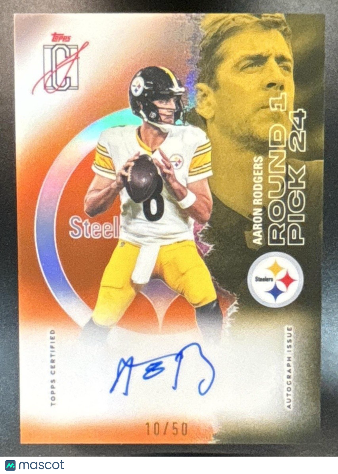 2025 Topps Signature Class Aaron Rodgers Chrome Auto Orange Lava Refractor 10/50 - Sports Cards